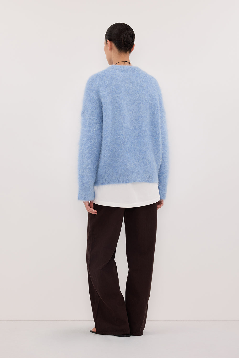 SALMA DUSTY BLUE CREW NECK KNIT JUMPER