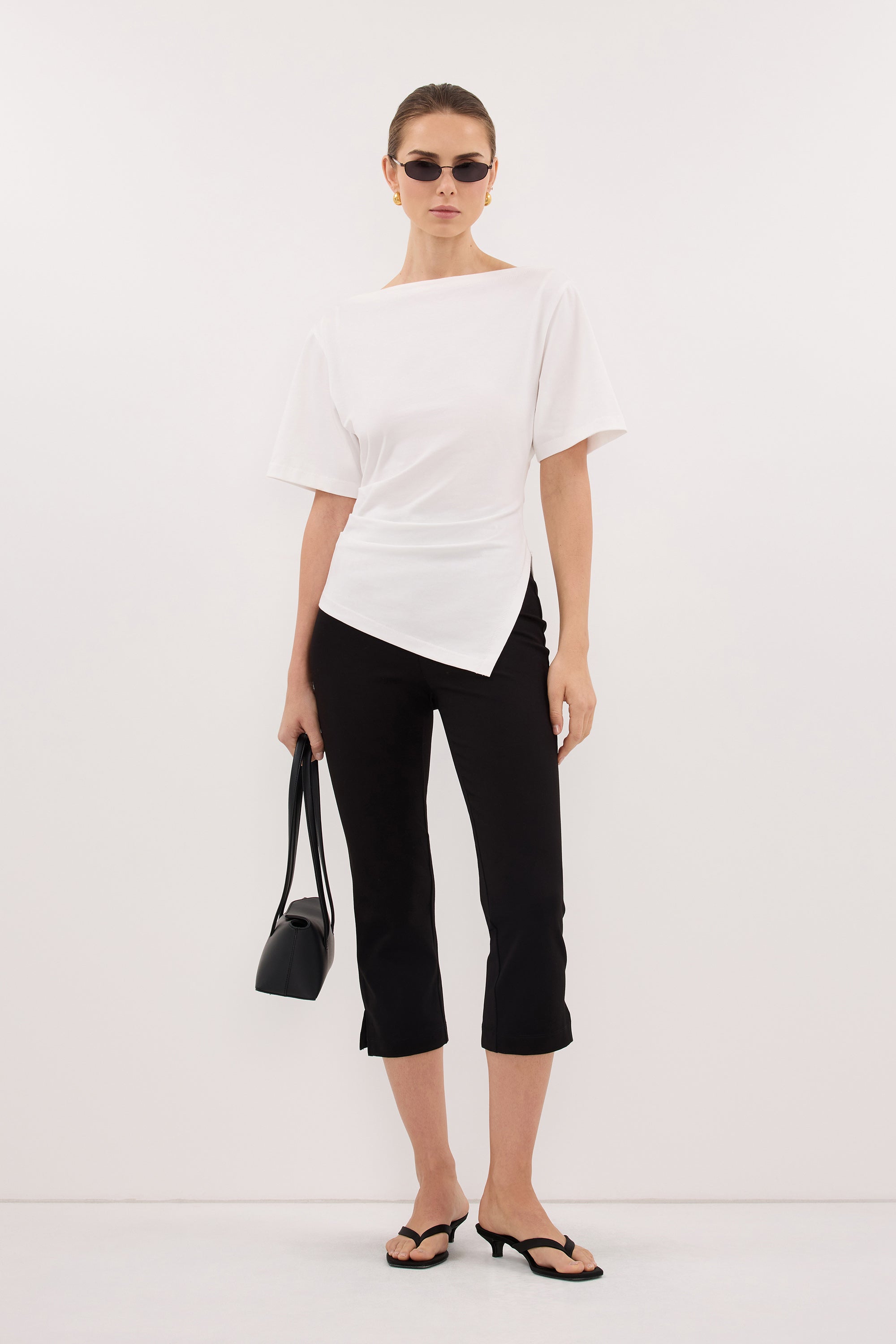 SWANN WHITE COTTON BOAT NECK TEE – DISSH