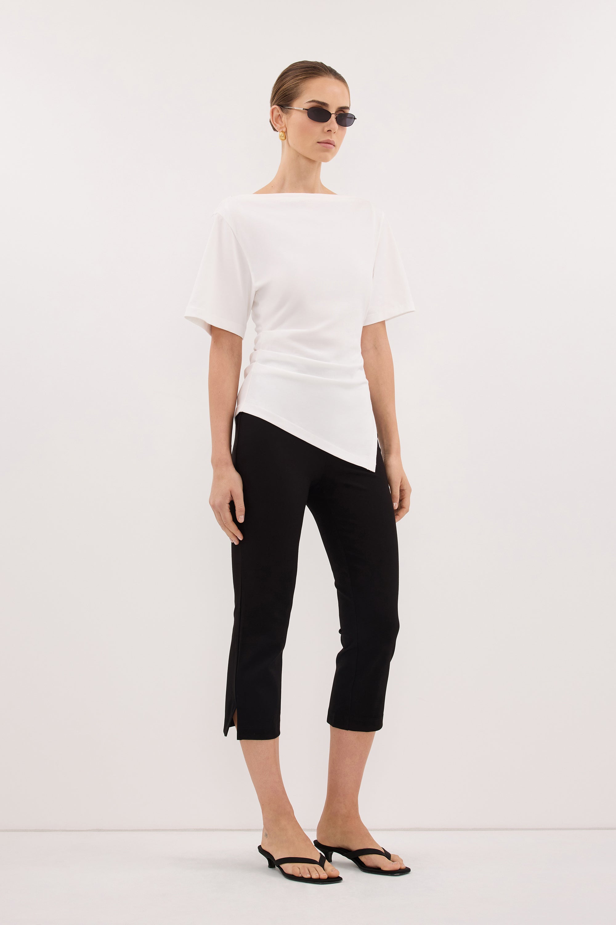 SWANN WHITE COTTON BOAT NECK TEE – DISSH
