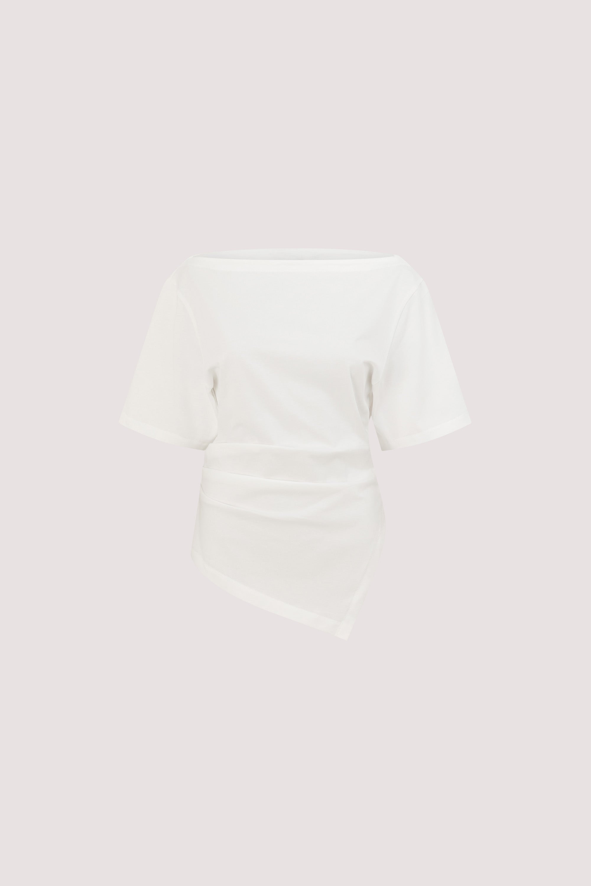 SWANN WHITE ASYM BOAT NECK TEE