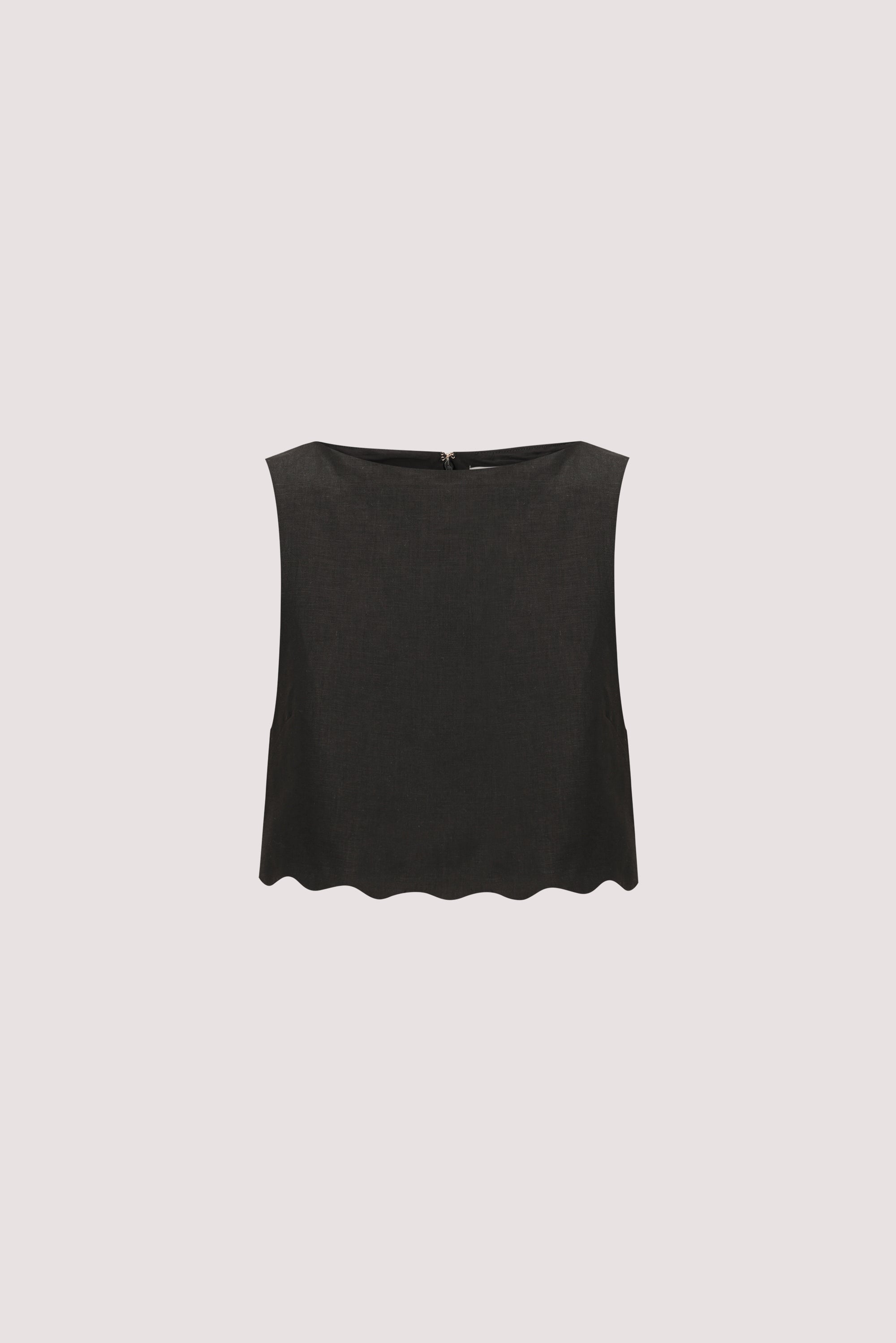 LELA BLACK LINEN CROP TOP