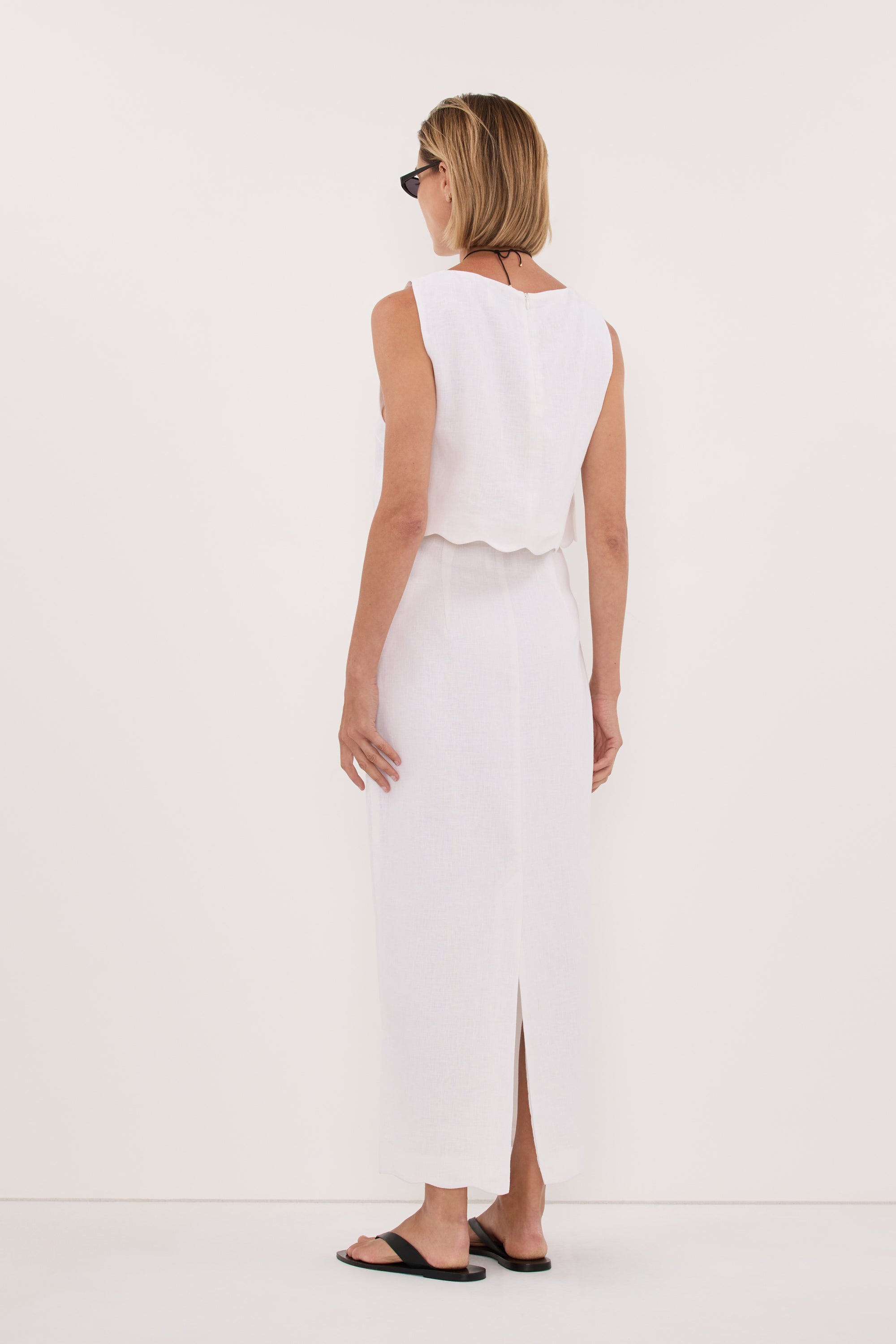 LELA WHITE LINEN CROP TOP