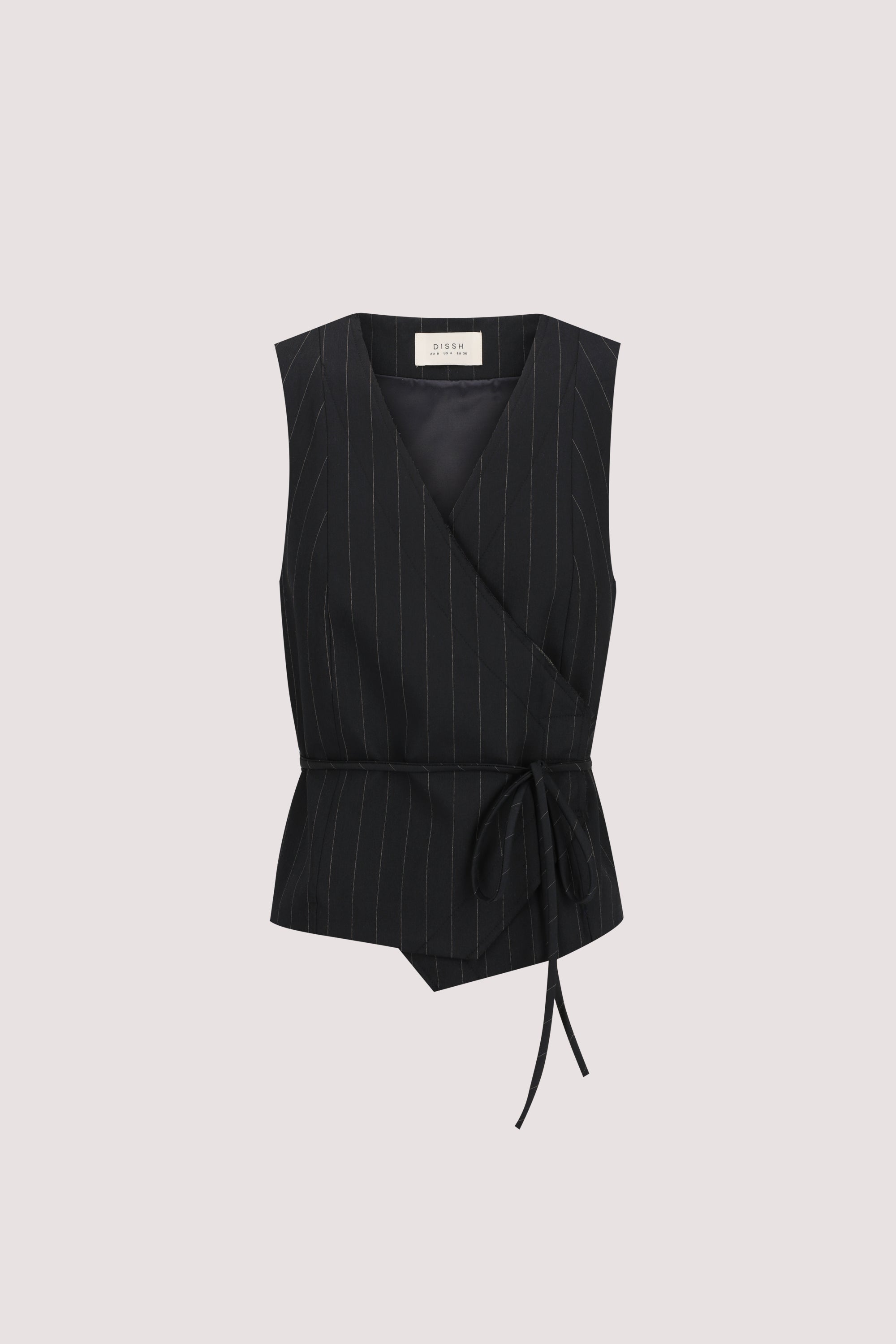 SIAN INK PINSTRIPE ASYM VEST