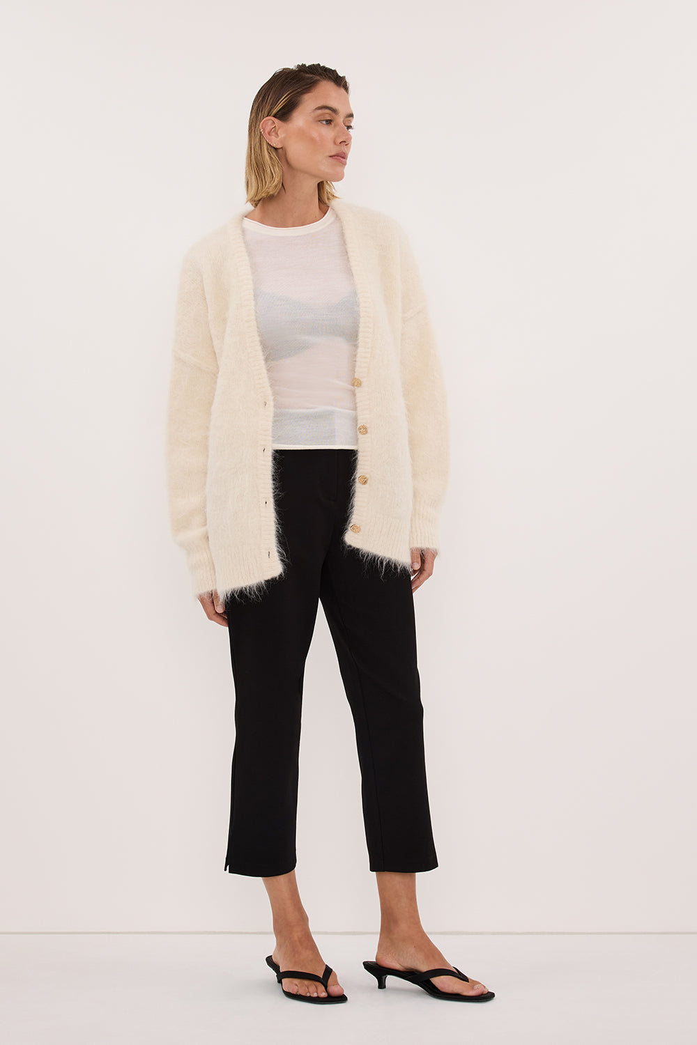 SALMA IVORY LONGLINE CARDIGAN