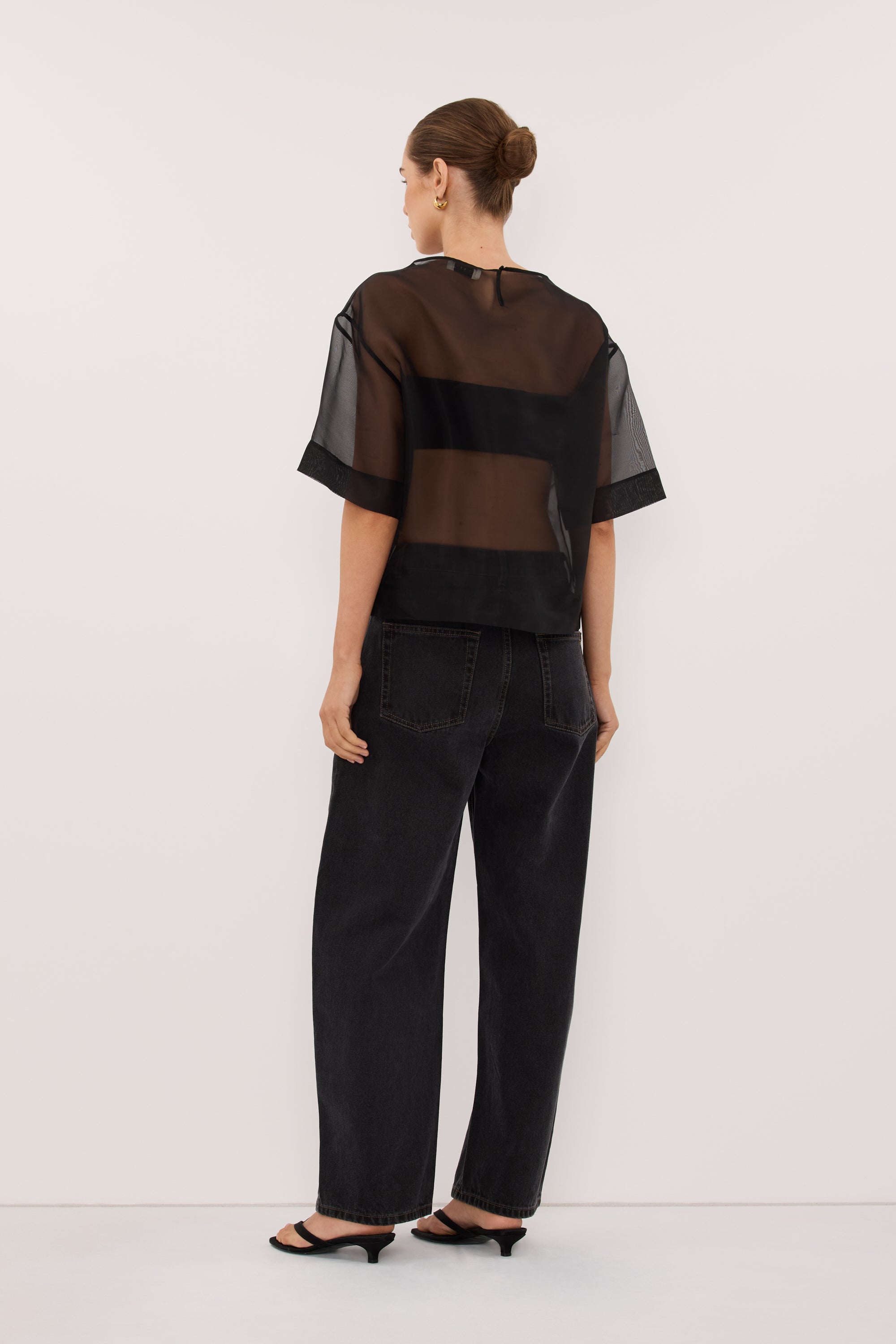 SIAN BLACK SILK ORGANZA TEE