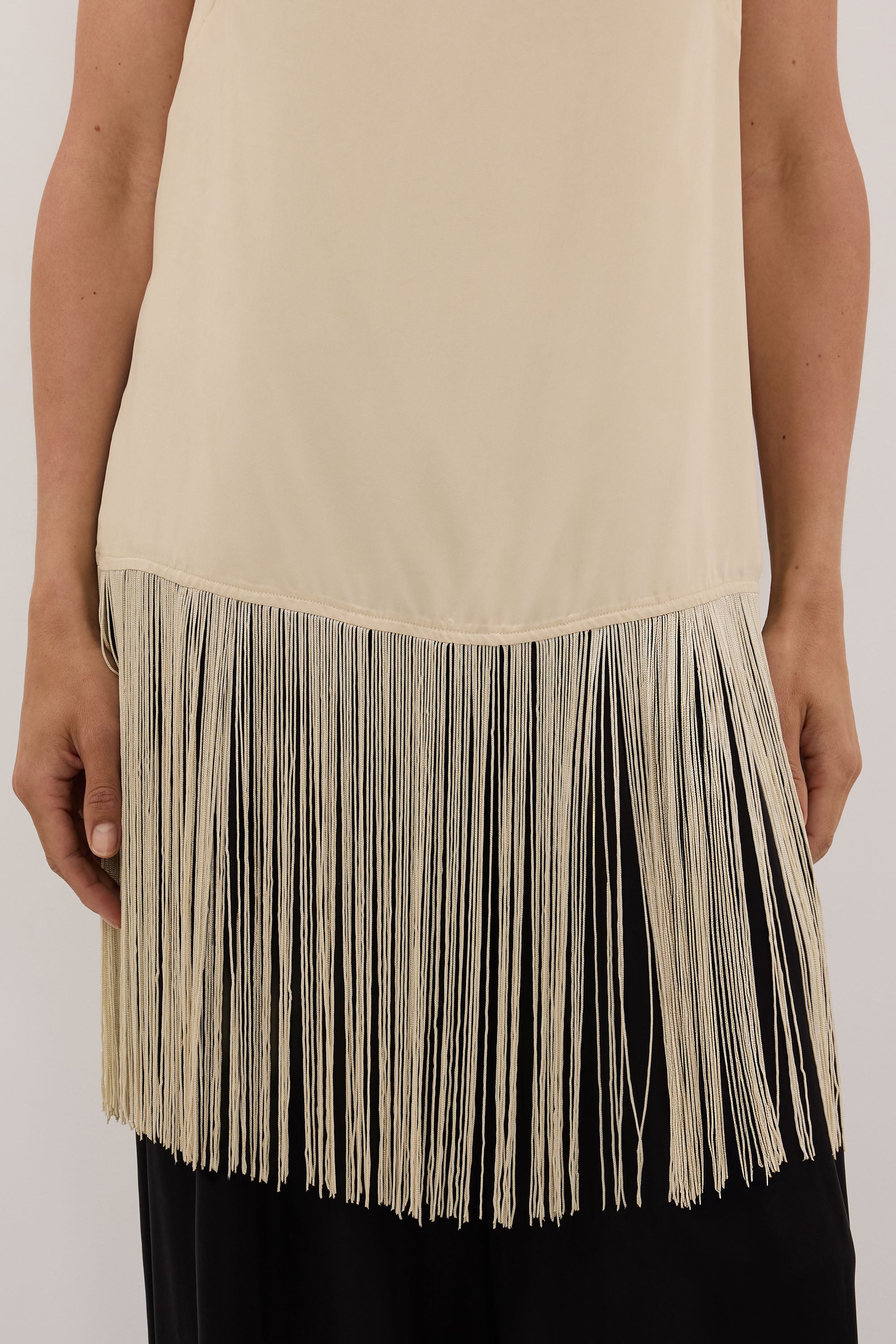 FIORA STRAW CUPRO FRINGE TOP - PRE ORDER
