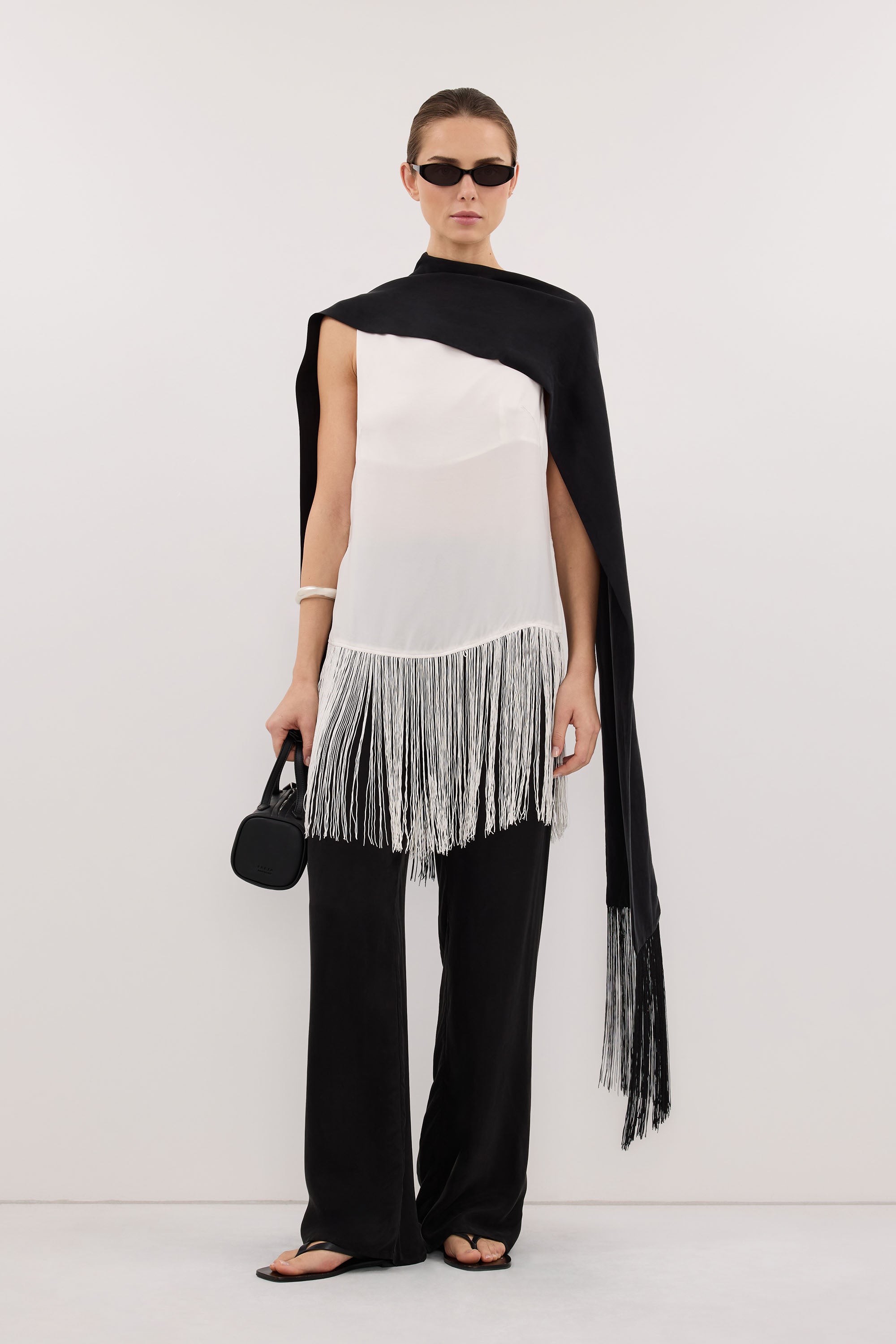 FIORA WHITE CUPRO FRINGE TOP