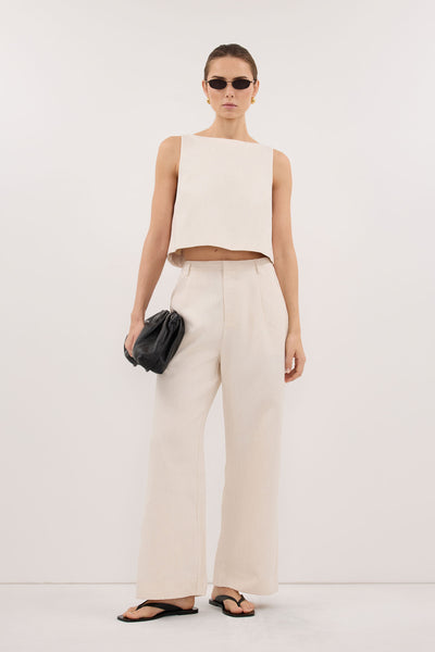 Stas wearing ROSALIE CREAM MARLE SHELL TOP