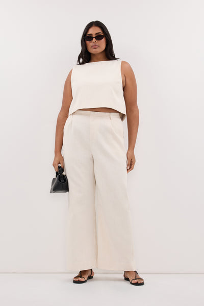 Shanaya wearing ROSALIE CREAM MARLE SHELL TOP