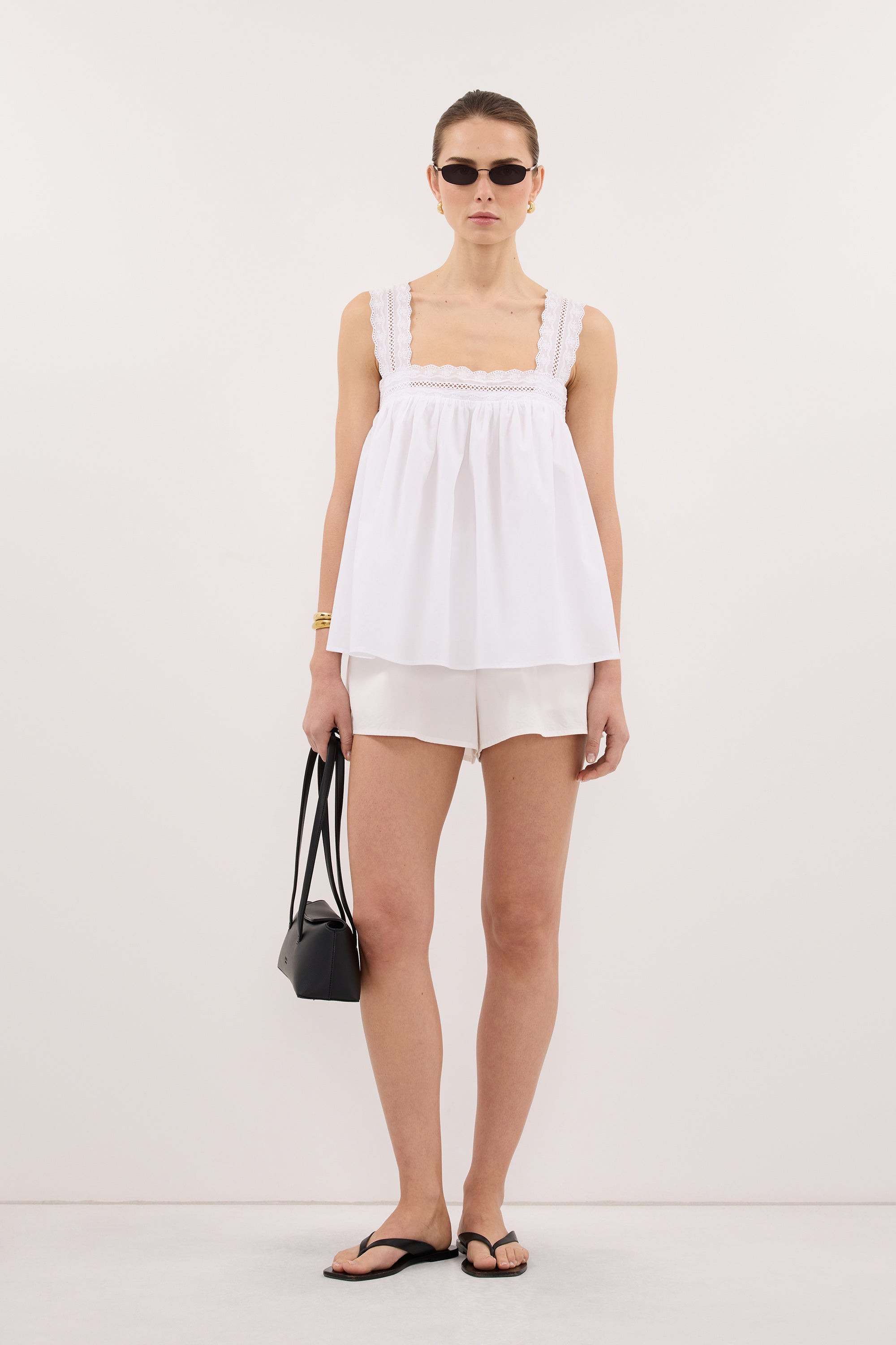 MIRANDA WHITE LACE TRIM TOP