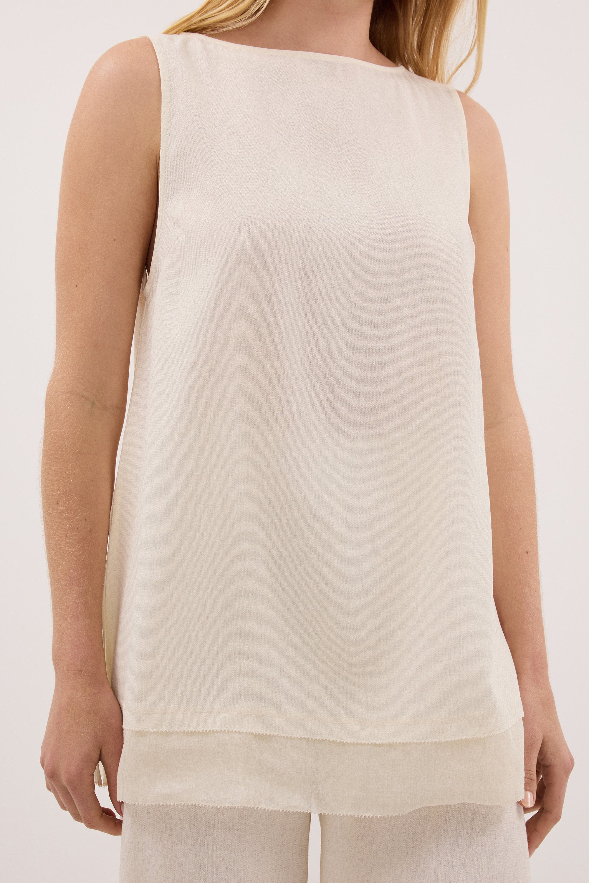 CALIA CREAM BOAT NECK TUNIC TOP