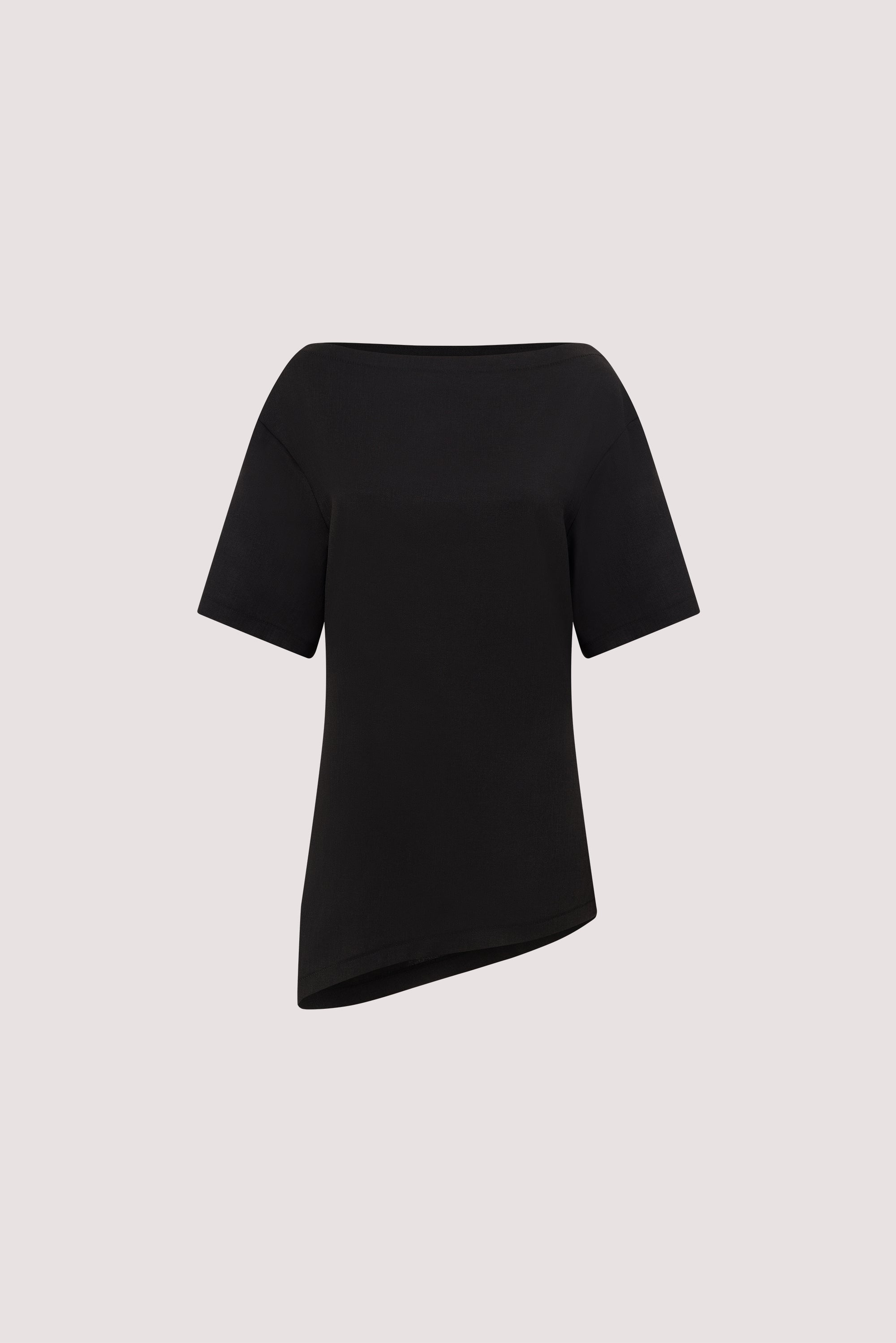 CALIA BLACK BOAT NECK SLEEVED TOP