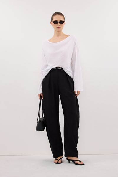 Stas wearing ORELIA WHITE COWL NECK SLEEVED TOP