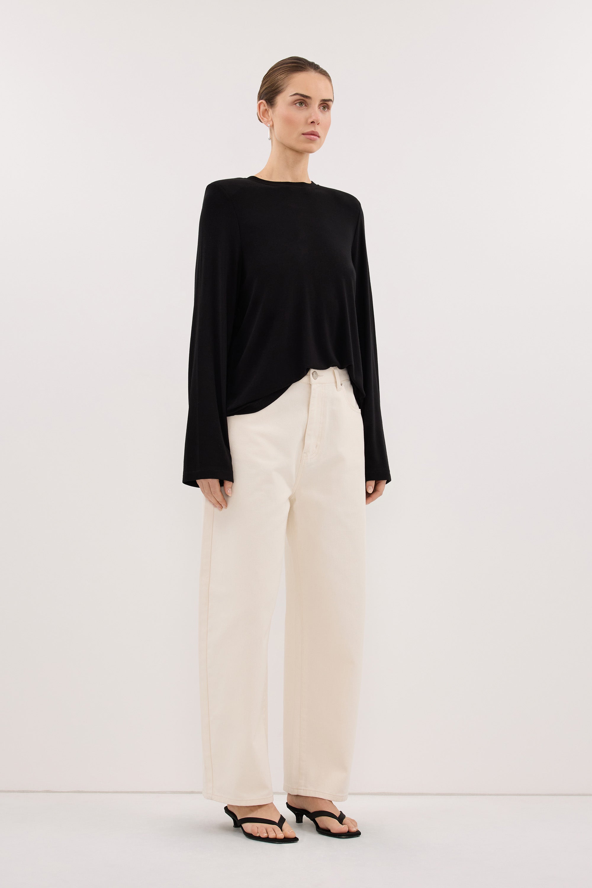 RENI BLACK SHOULDER PAD TOP