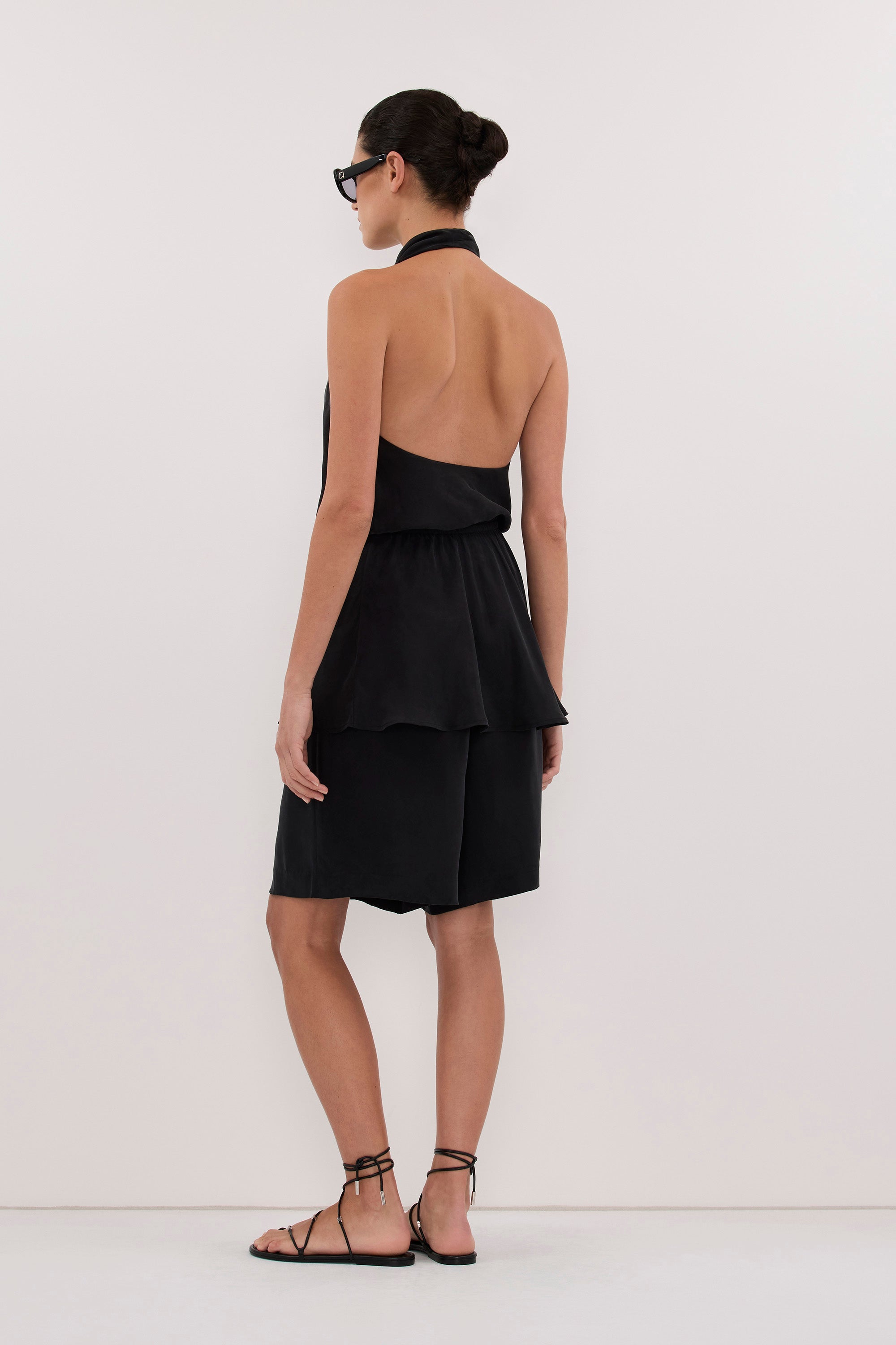 ADELE BLACK CUPRO COWL NECK TOP