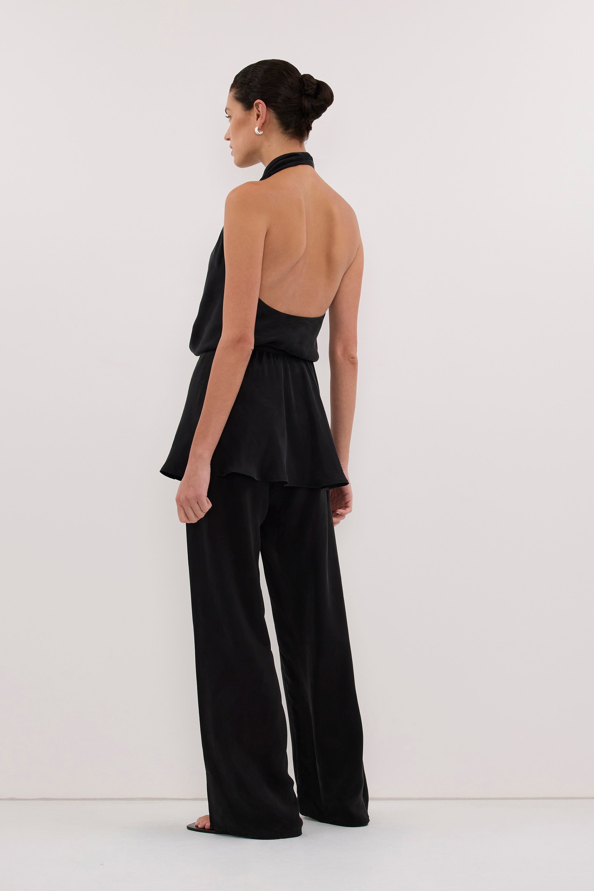 ADELE BLACK CUPRO COWL NECK TOP