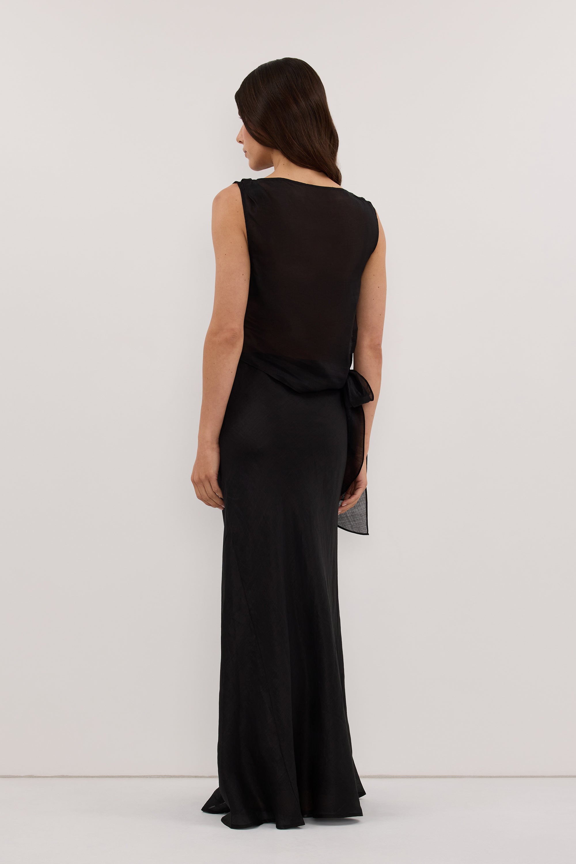LENA BLACK RAMIE TIE TOP