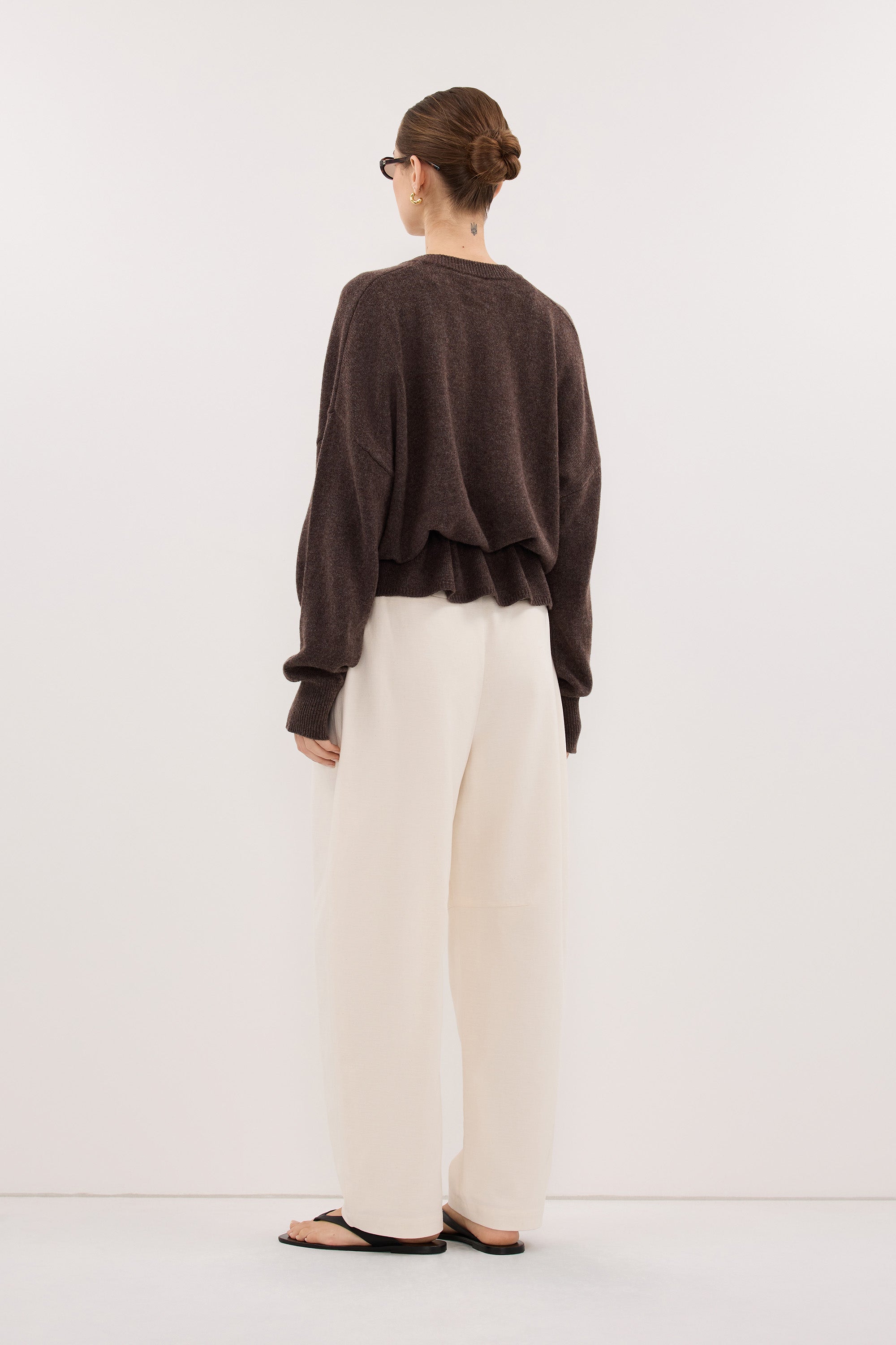 SAILOR CHOC MARLE BELTED CARDIGAN