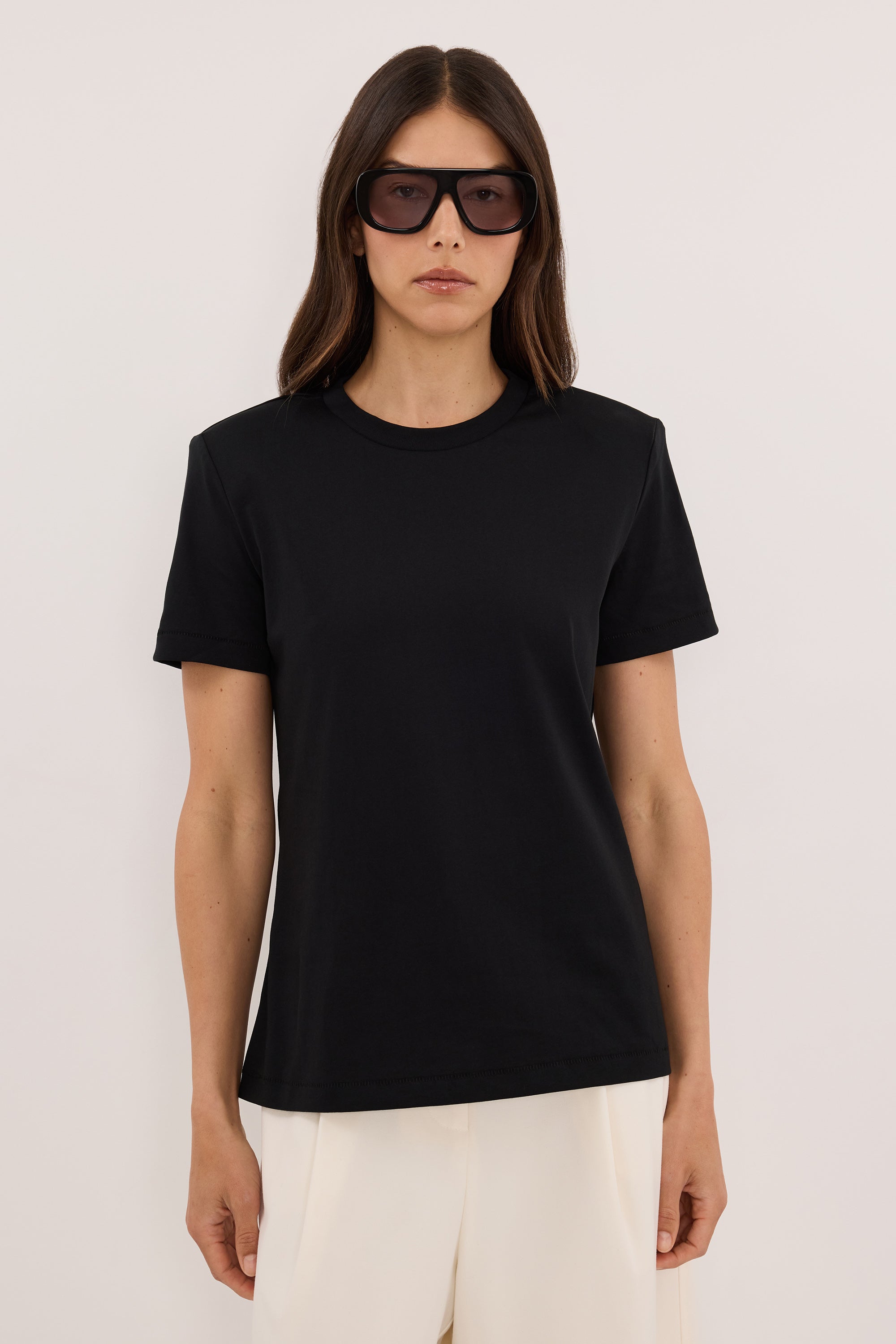 DARCY BLACK SHOULDER PAD TEE