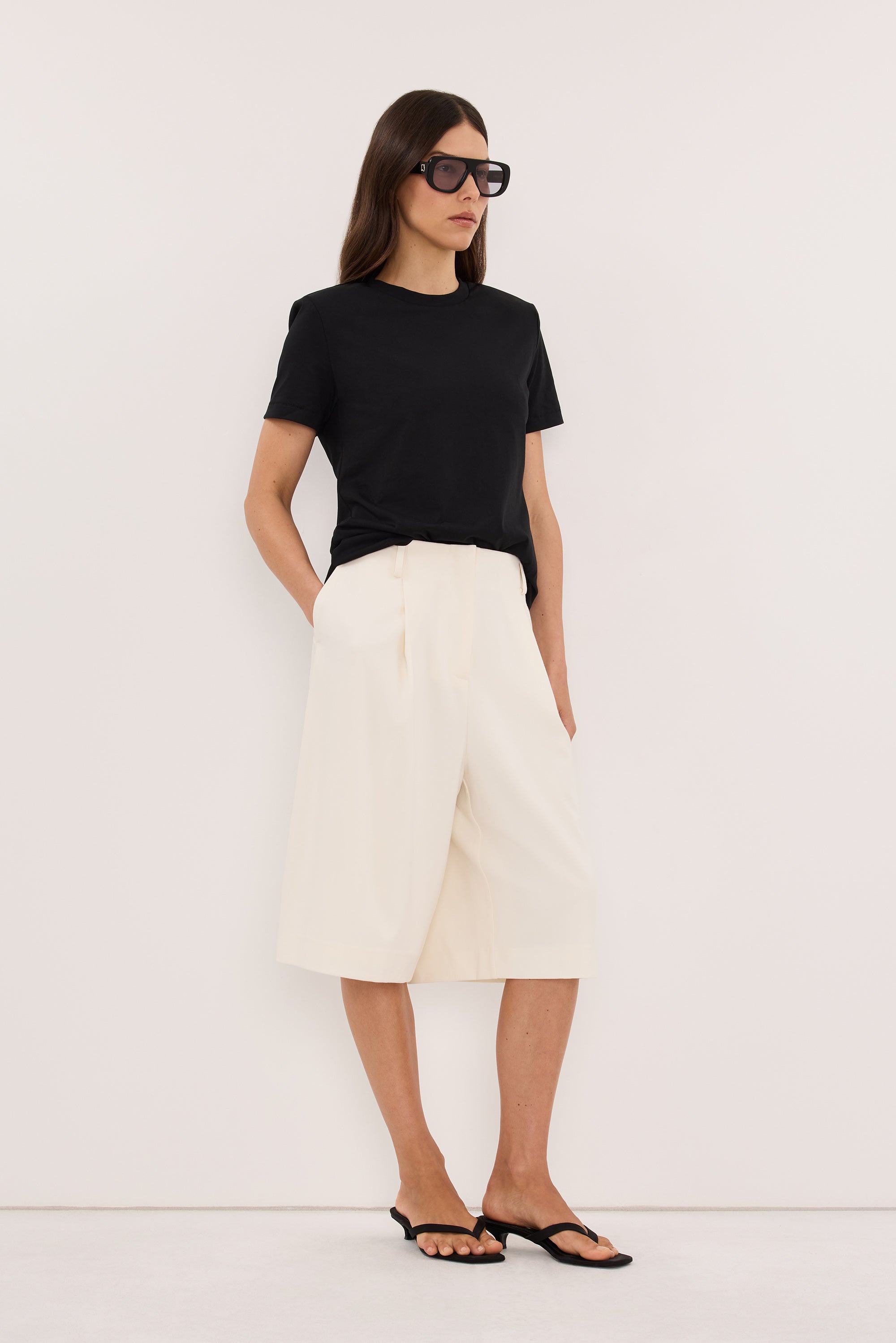 DARCY BLACK SHOULDER PAD TEE