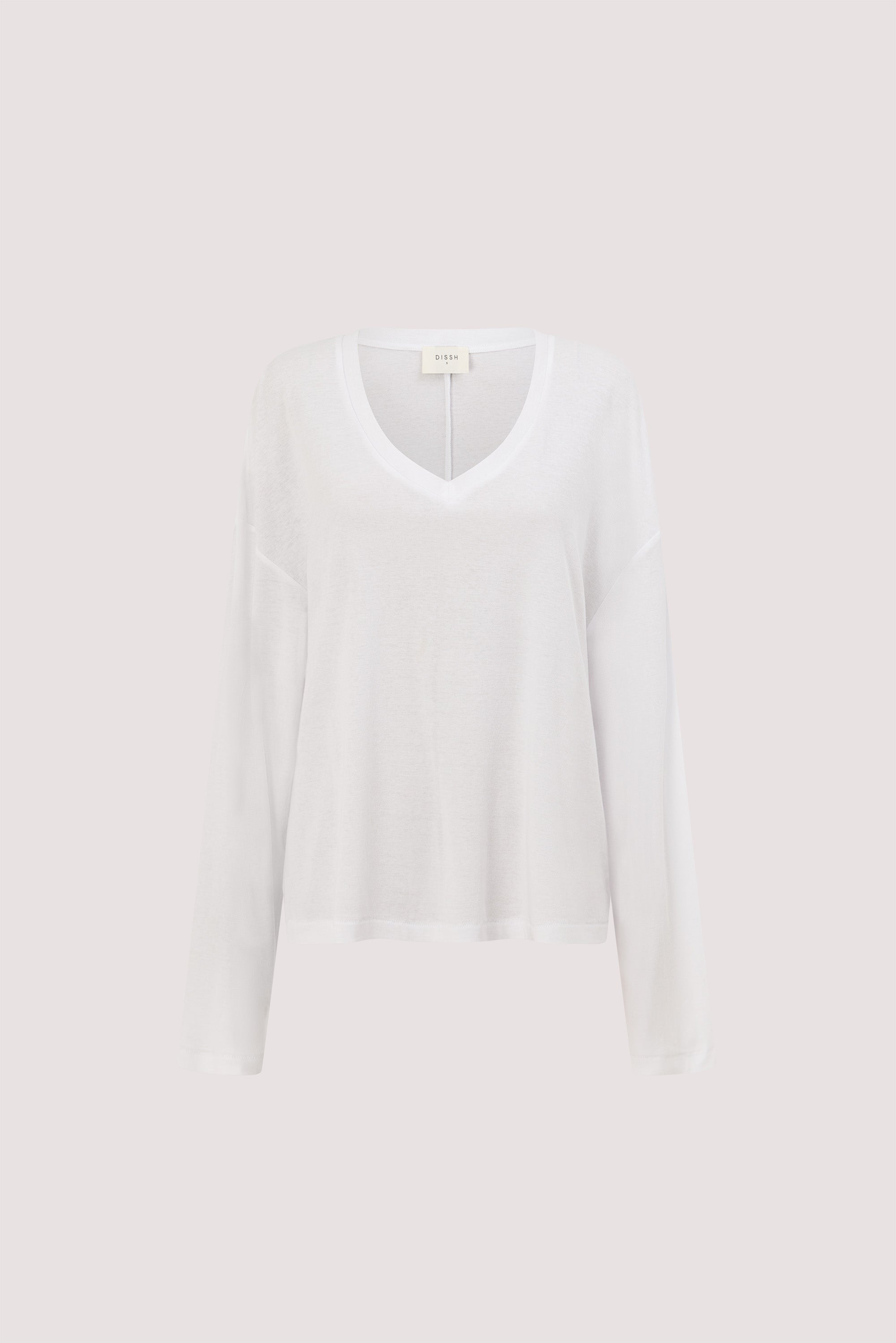 DARINA WHITE V NECK SLEEVED TOP