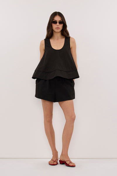 Helena  wearing NELLIE BLACK COTTON TOP