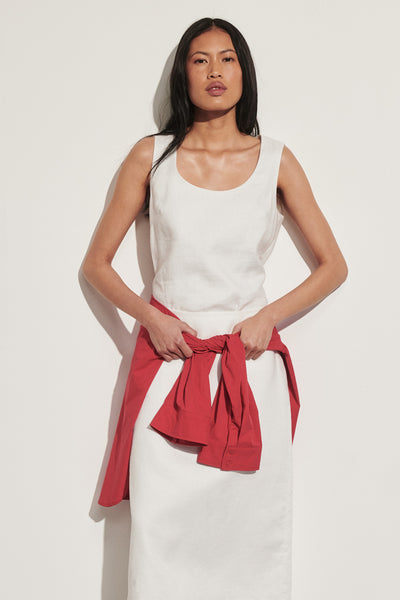Ploy wearing AURELI WHITE LINEN TOP