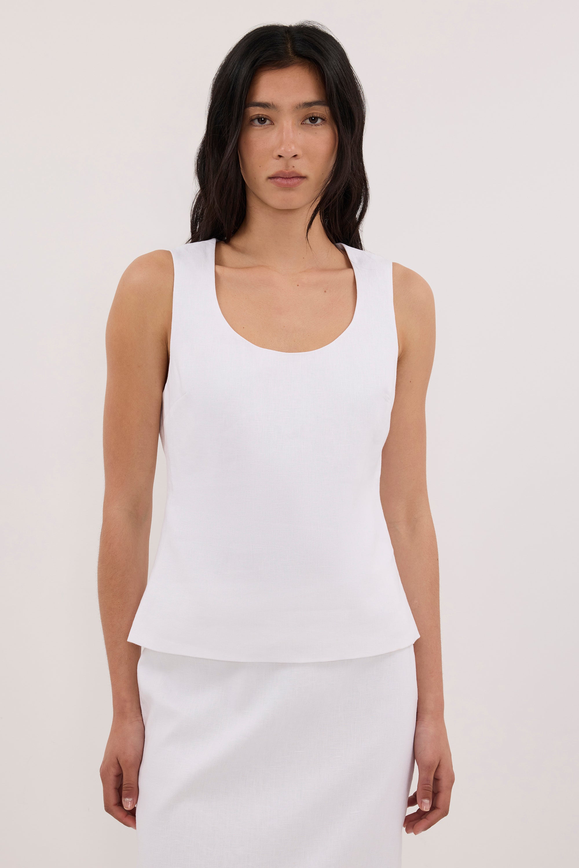 AURELI WHITE LINEN TOP