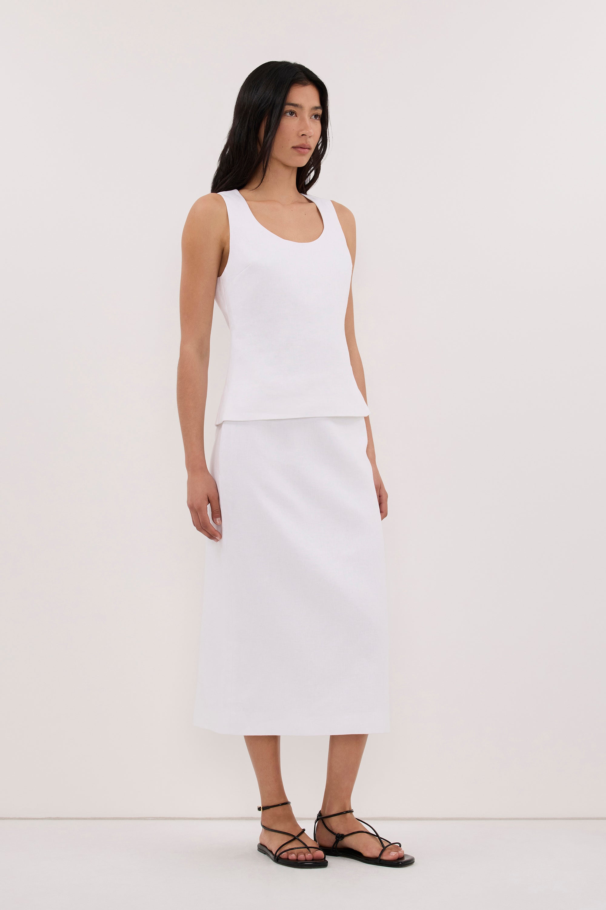 AURELI WHITE LINEN TOP