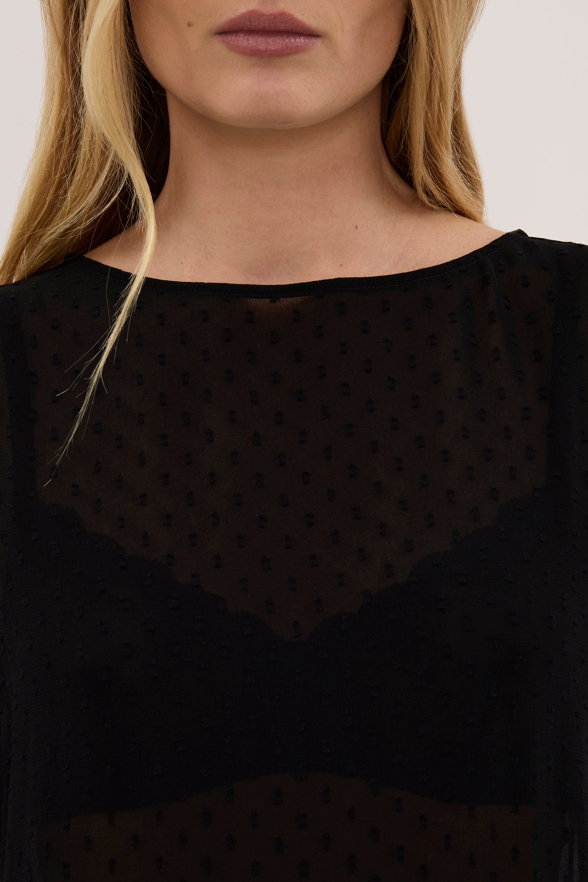 SALINA BLACK DOT DROP WAIST TOP