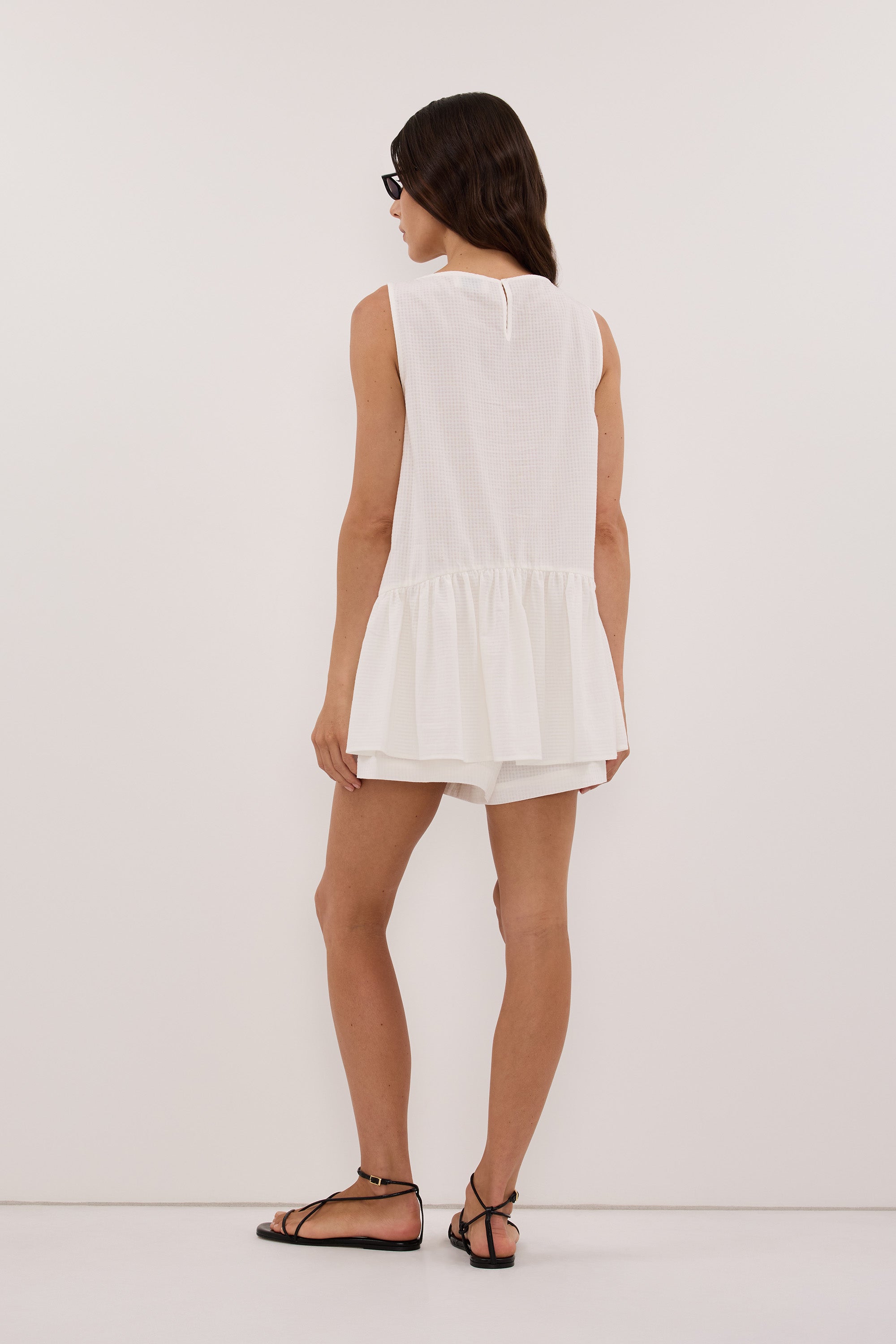 SAMMY WHITE COTTON DROP WAIST TOP – DISSH