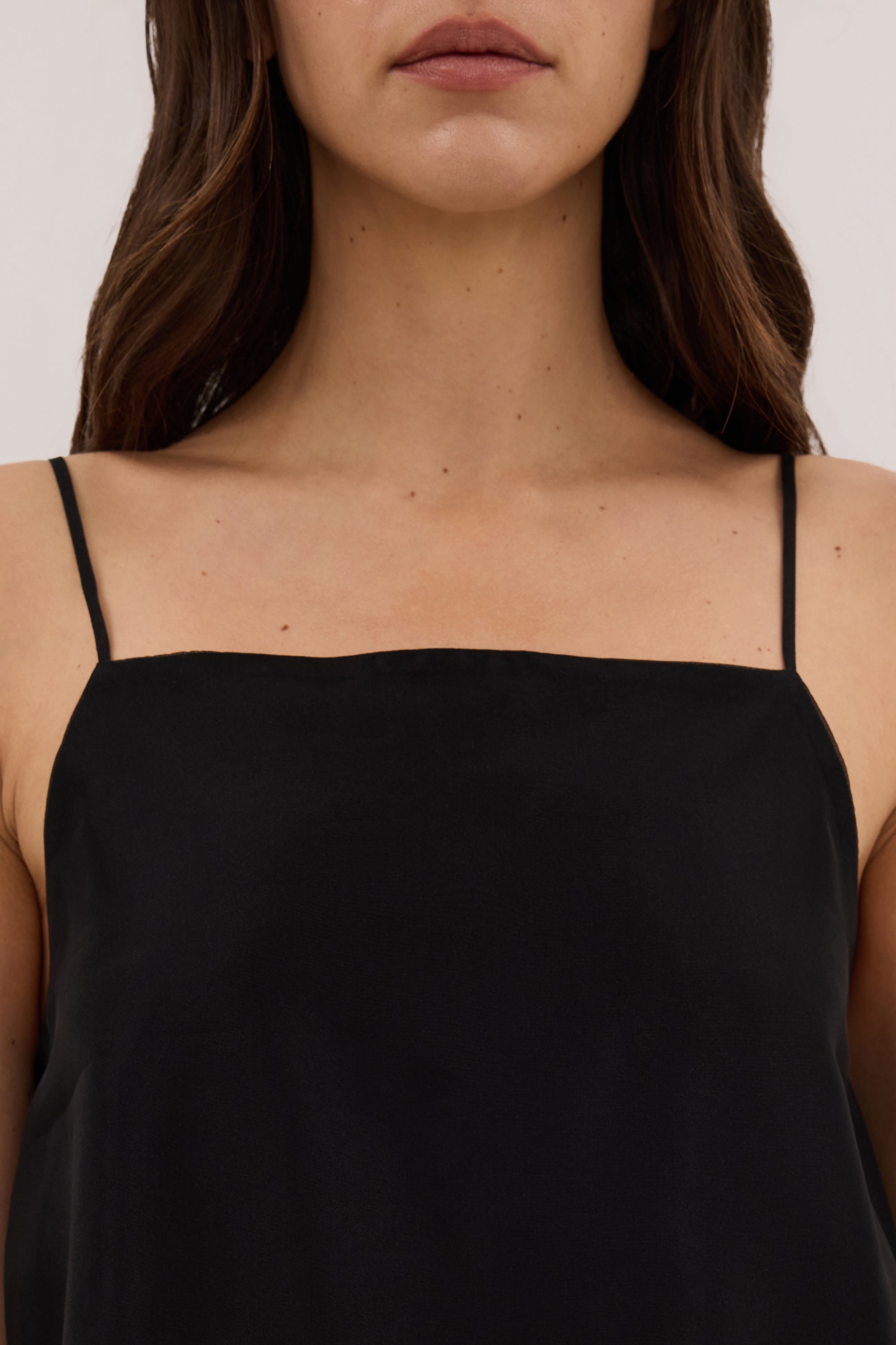 SIAN BLACK SILK ORGANZA TUNIC TOP