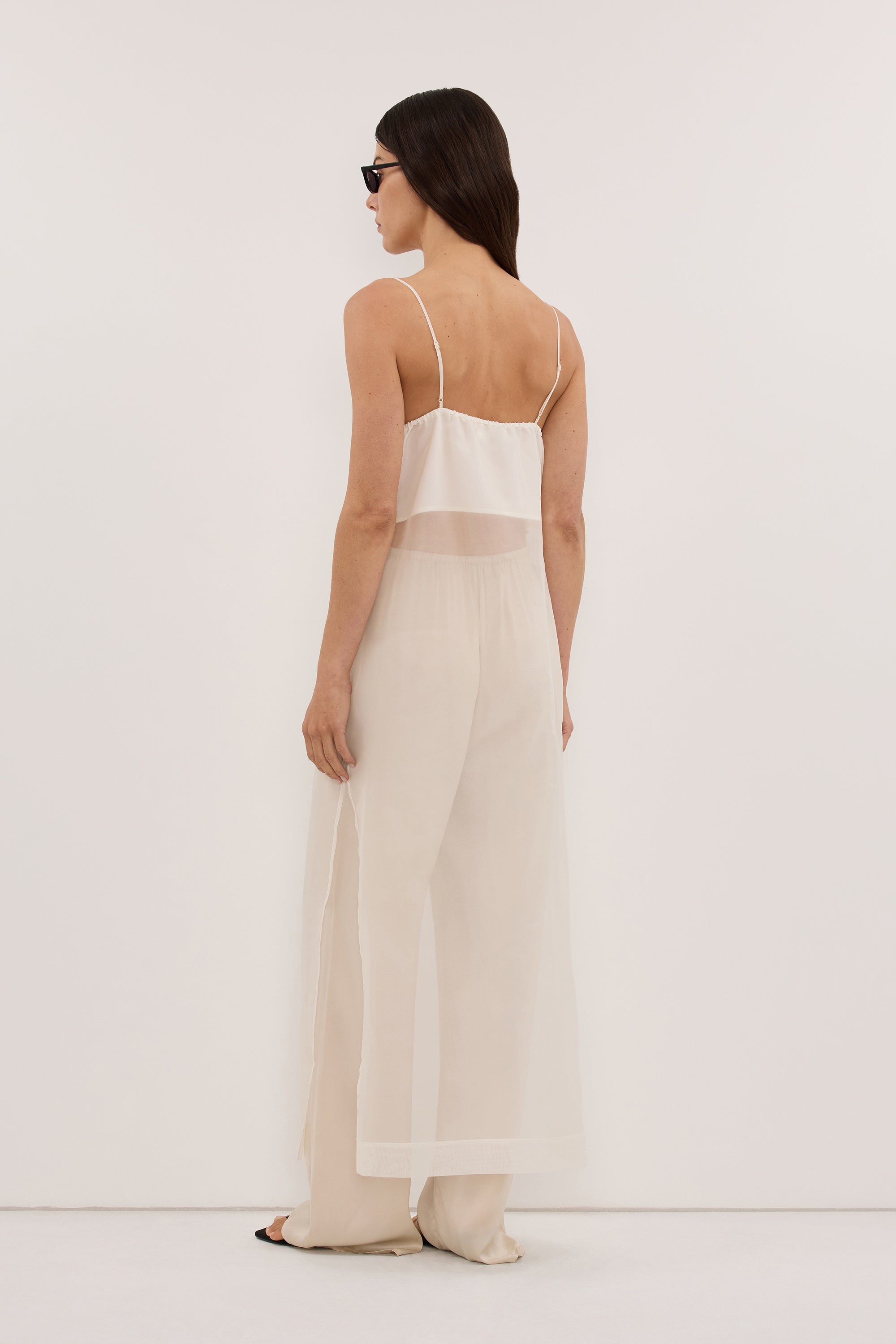 SIAN IVORY SILK ORGANZA TUNIC TOP