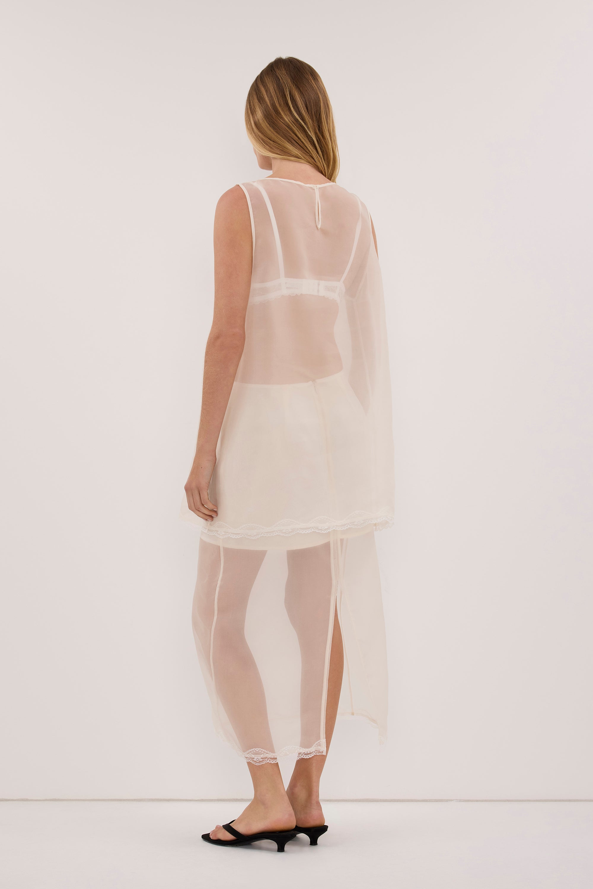 RAPHAEL IVORY SILK ORGANZA TOP