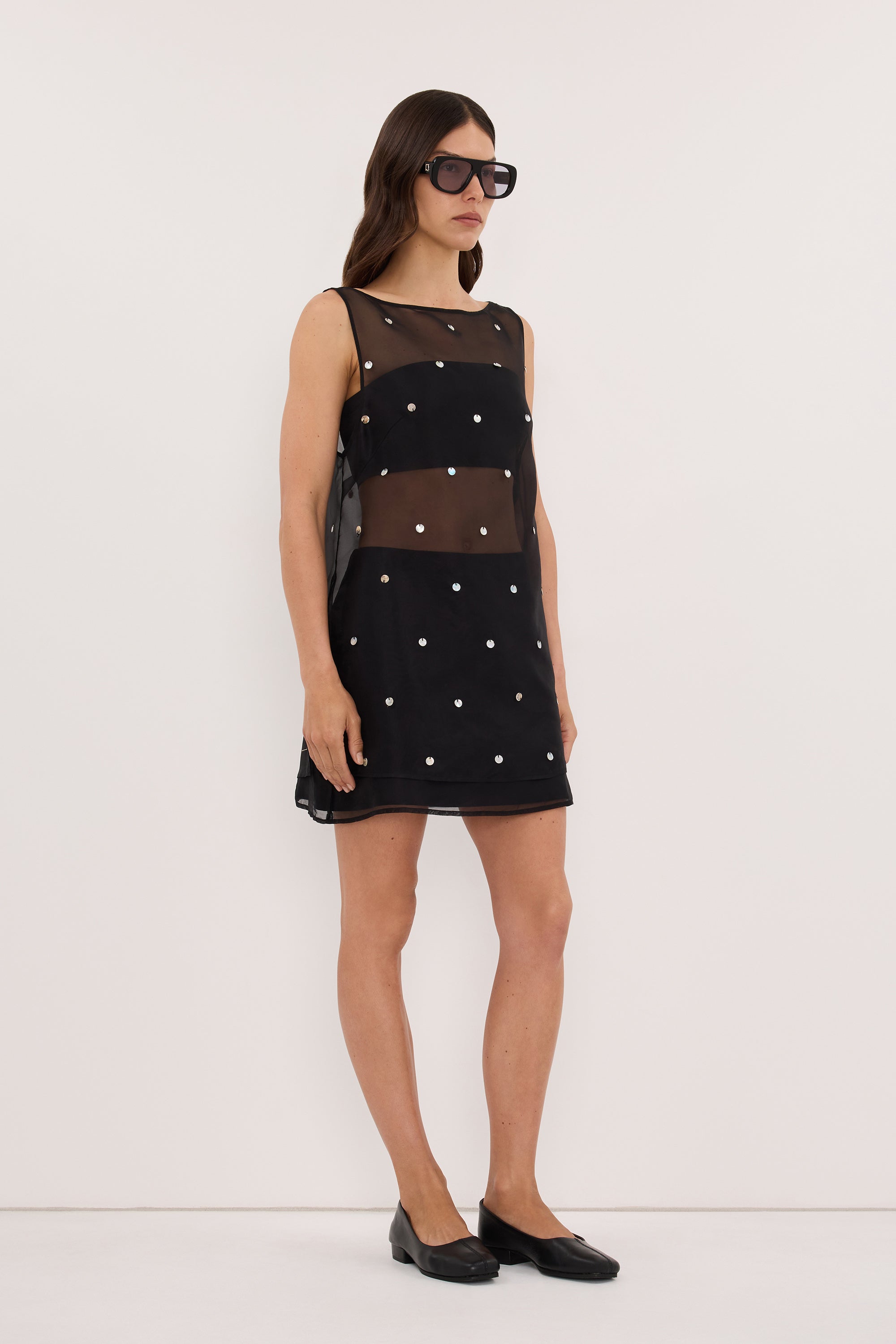 SOLEIL BLACK SILK ORGANZA TOP