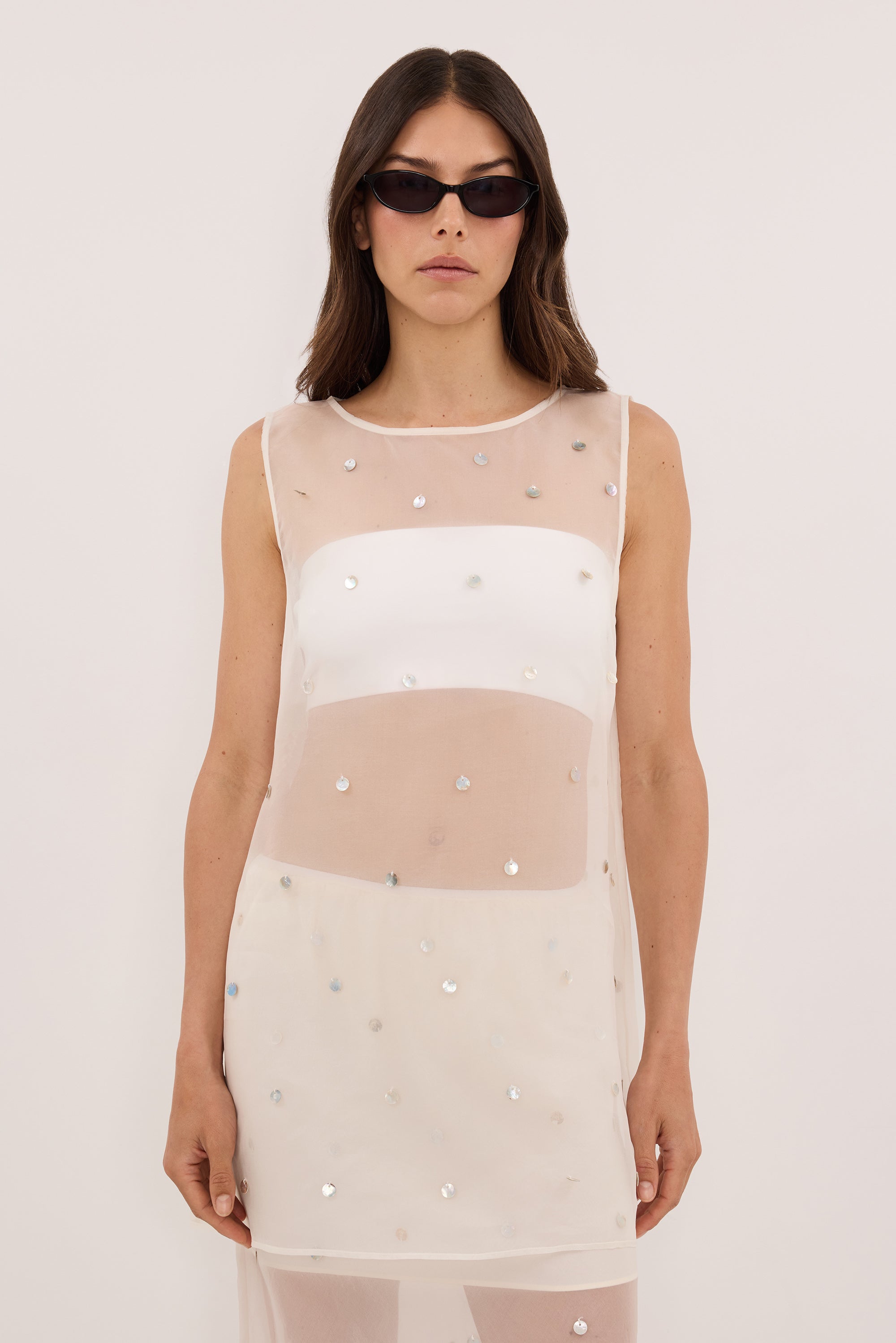 SOLEIL IVORY SILK ORGANZA TOP