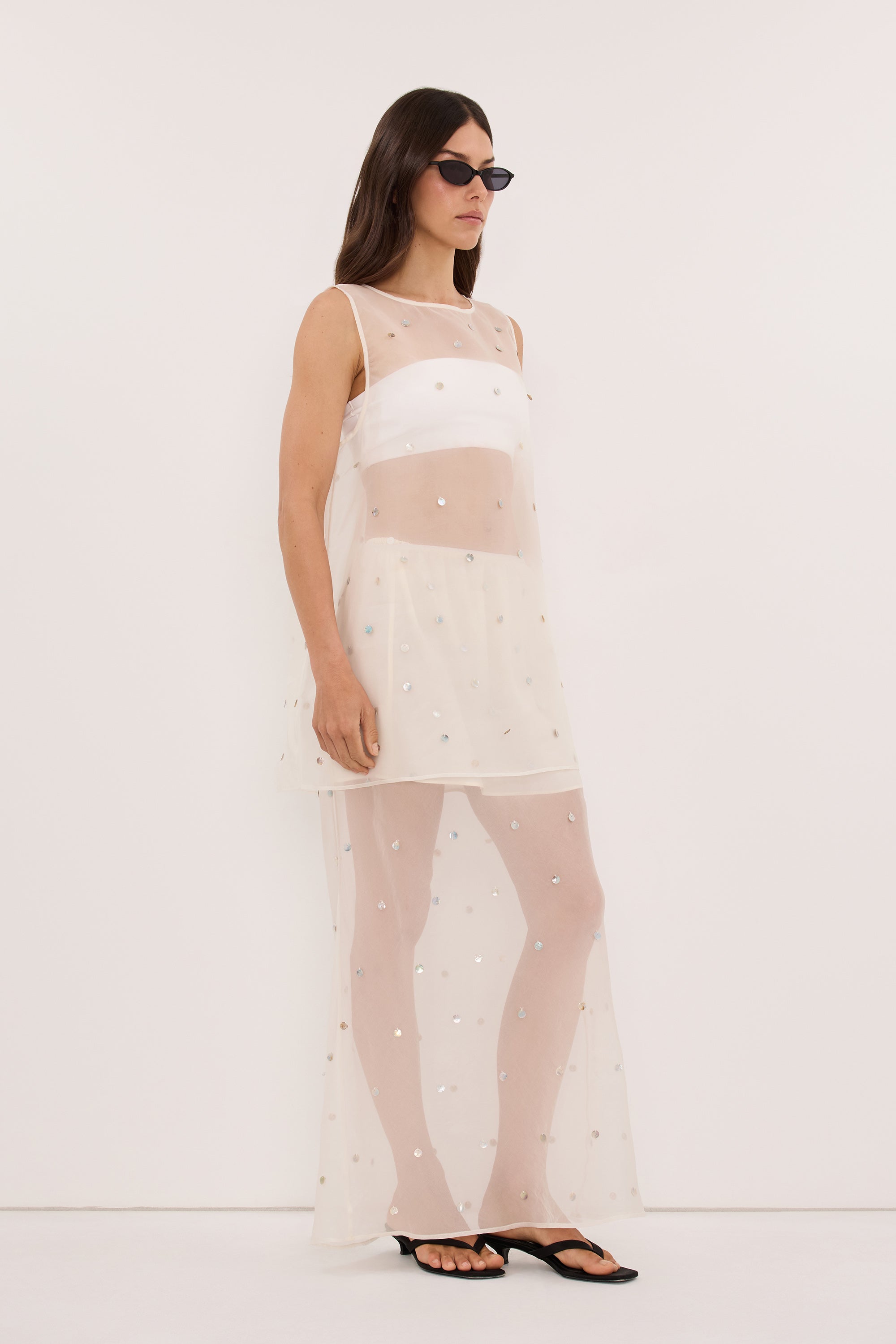 SOLEIL IVORY SILK ORGANZA TOP
