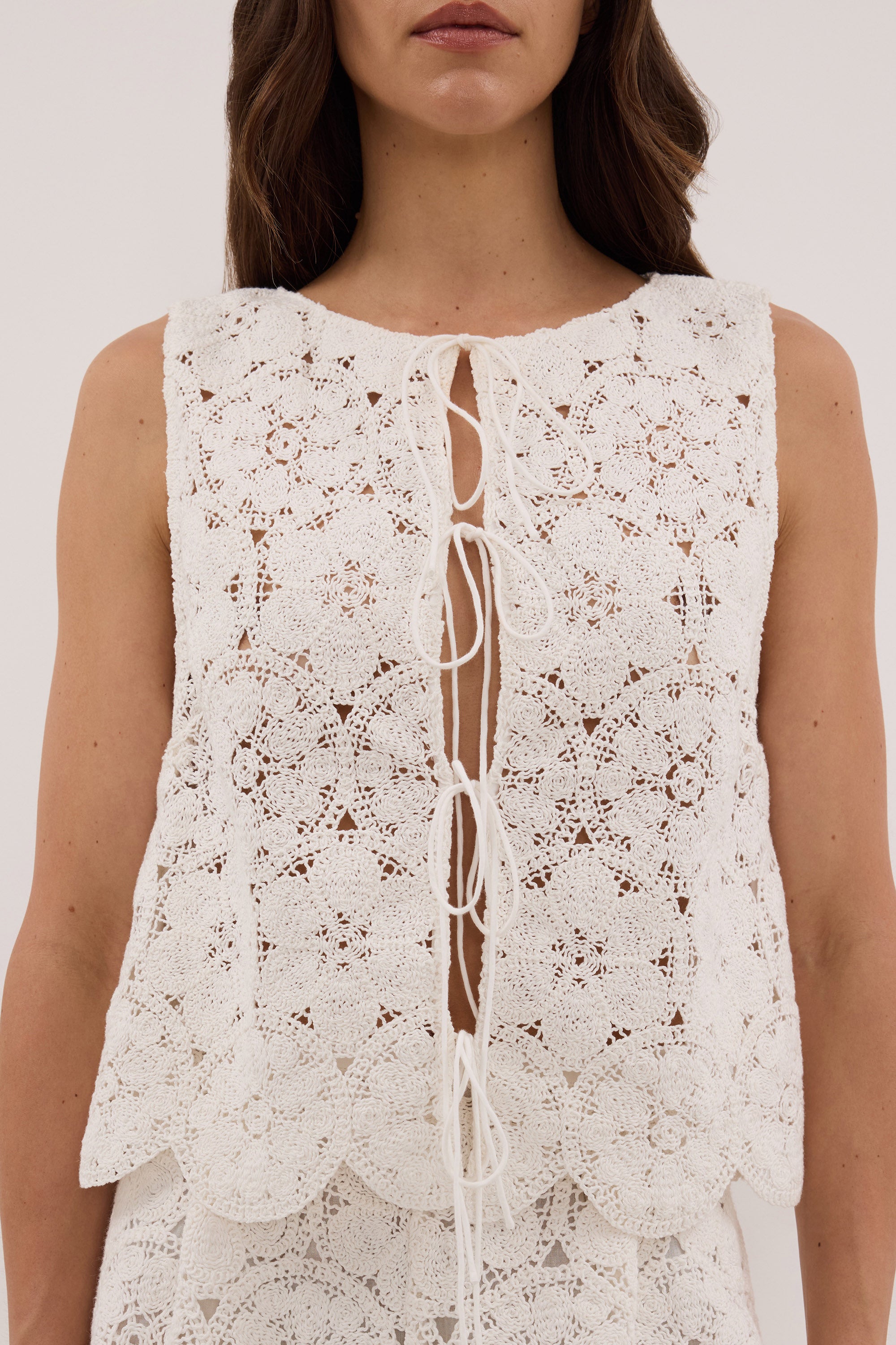 CLOUDIA MILK LACE TIE TOP - PRE ORDER