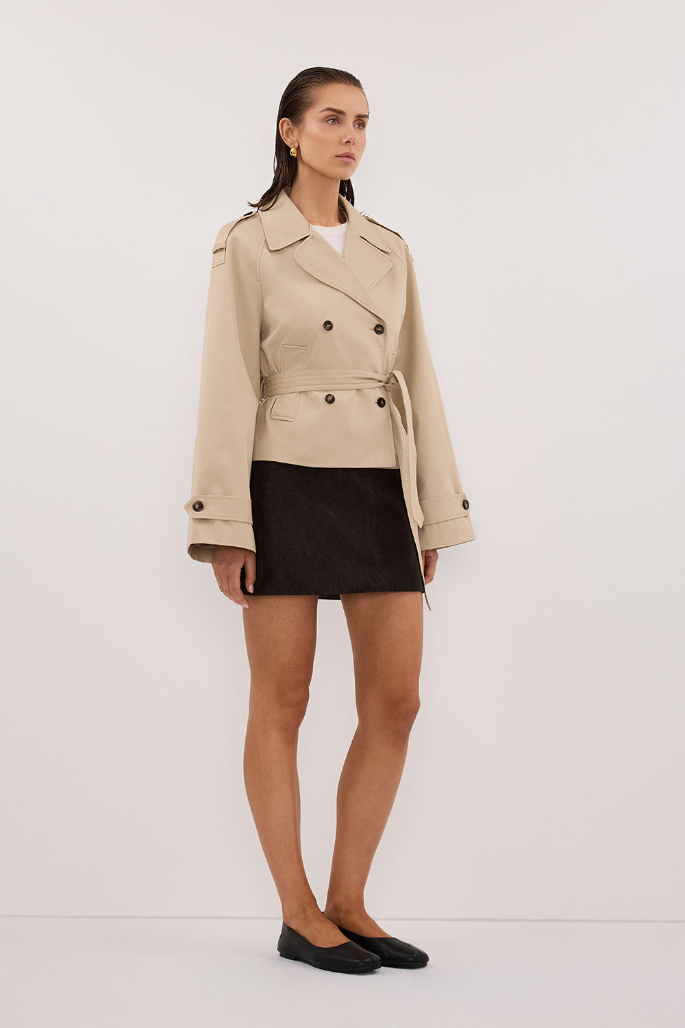 OAKLAND CHOC FAUX SUEDE MINI SKIRT