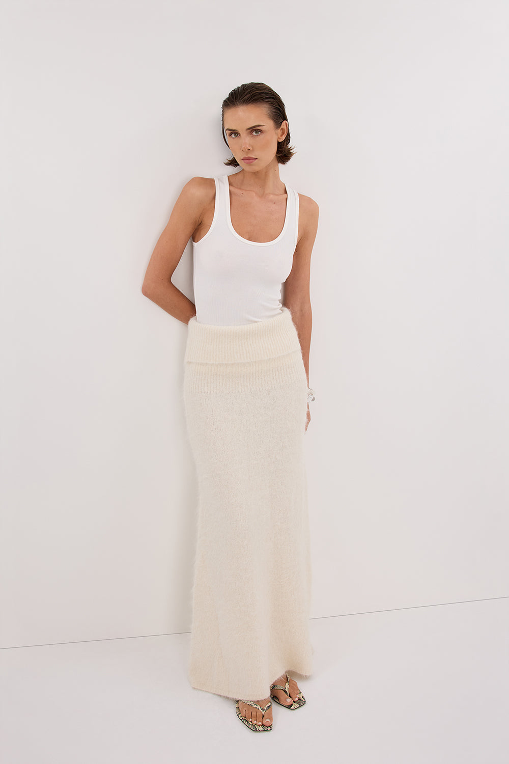SALMA IVORY KNIT MAXI SKIRT