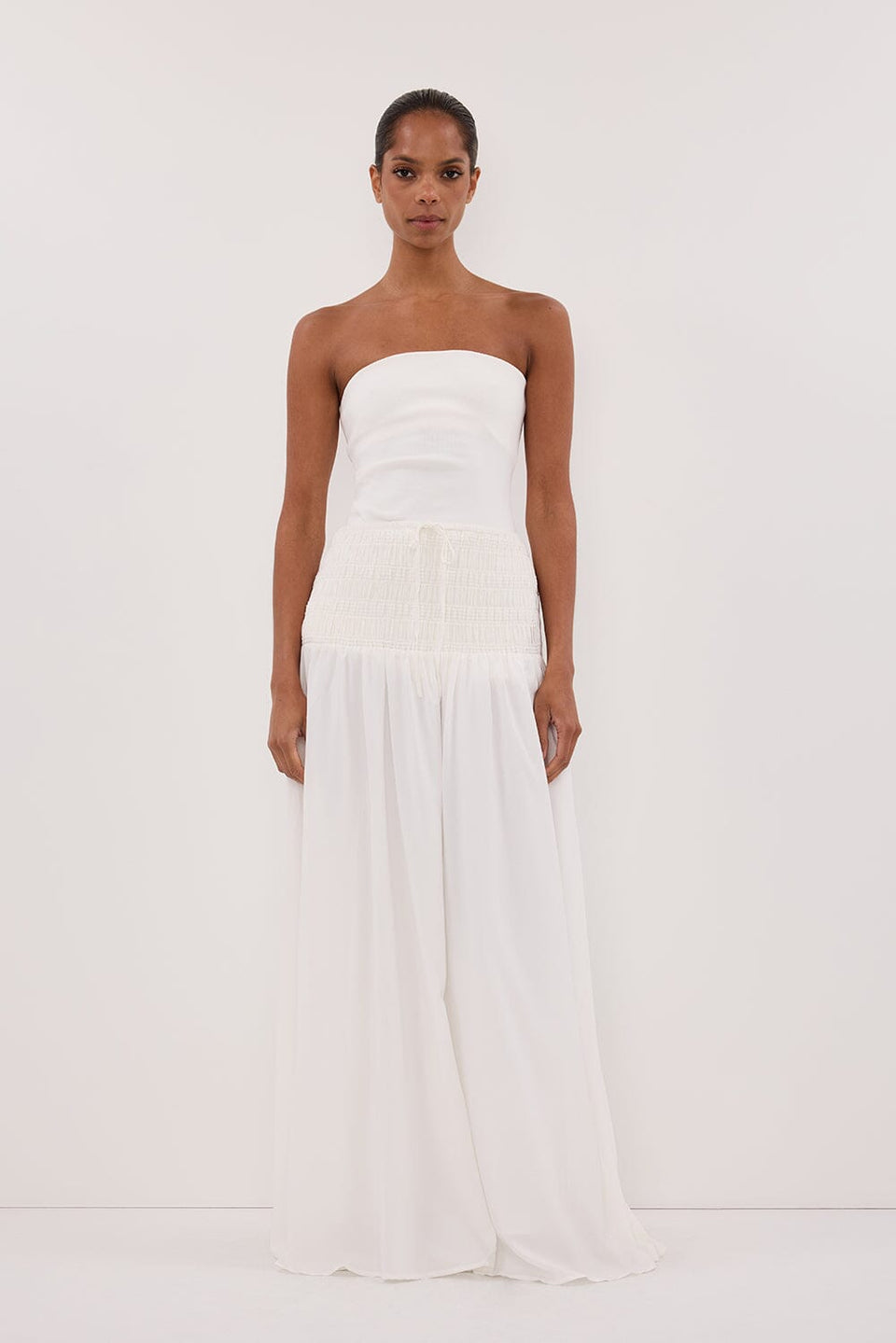 SIERRA WHITE TEXTURED MIDI SKIRT