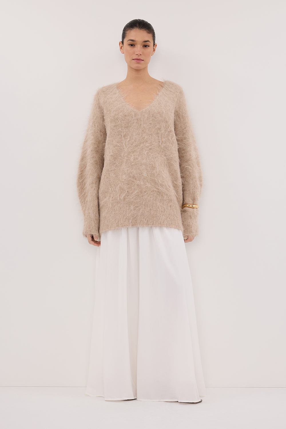 SIERRA WHITE TEXTURED MIDI SKIRT