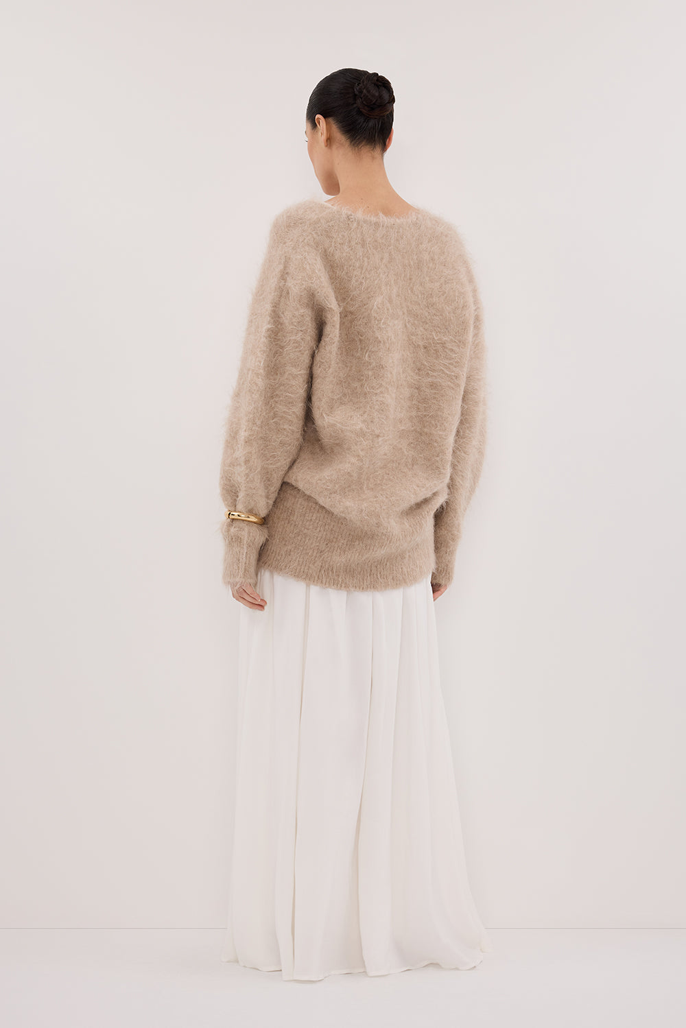 SIERRA WHITE TEXTURED MIDI SKIRT