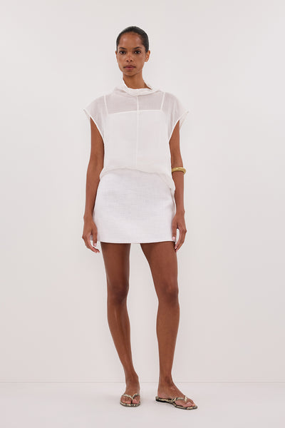 Kristen wearing NIEVE WHITE MINI SKORT