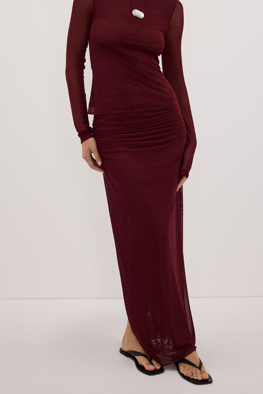 NYRA WINE COLUMN MIDI SKIRT
