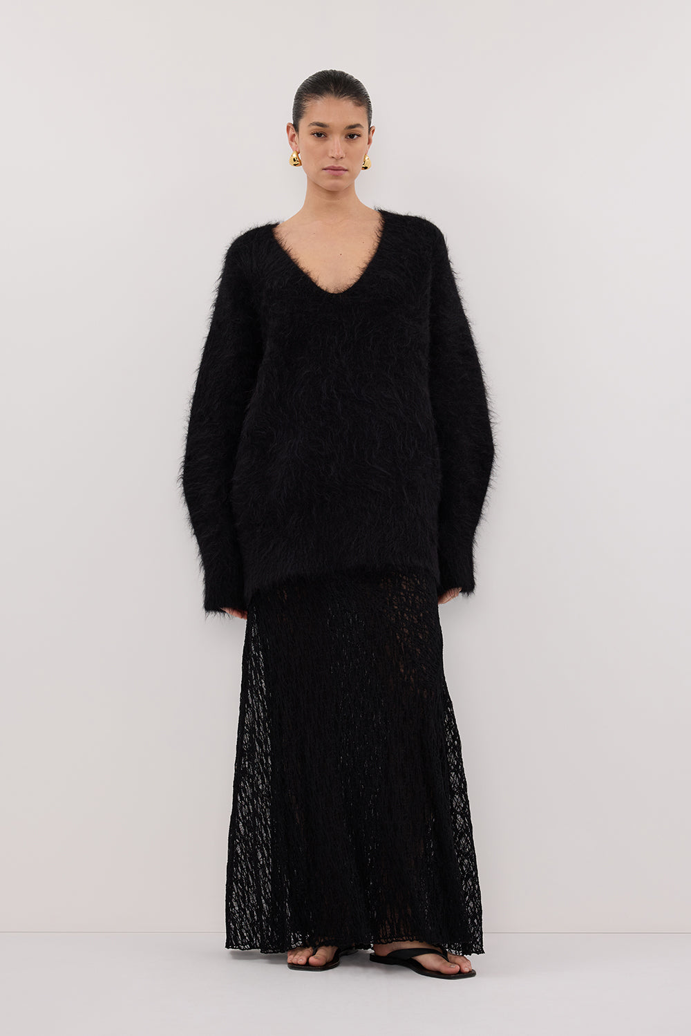 LIZZIE BLACK LAYERED LACE SKIRT