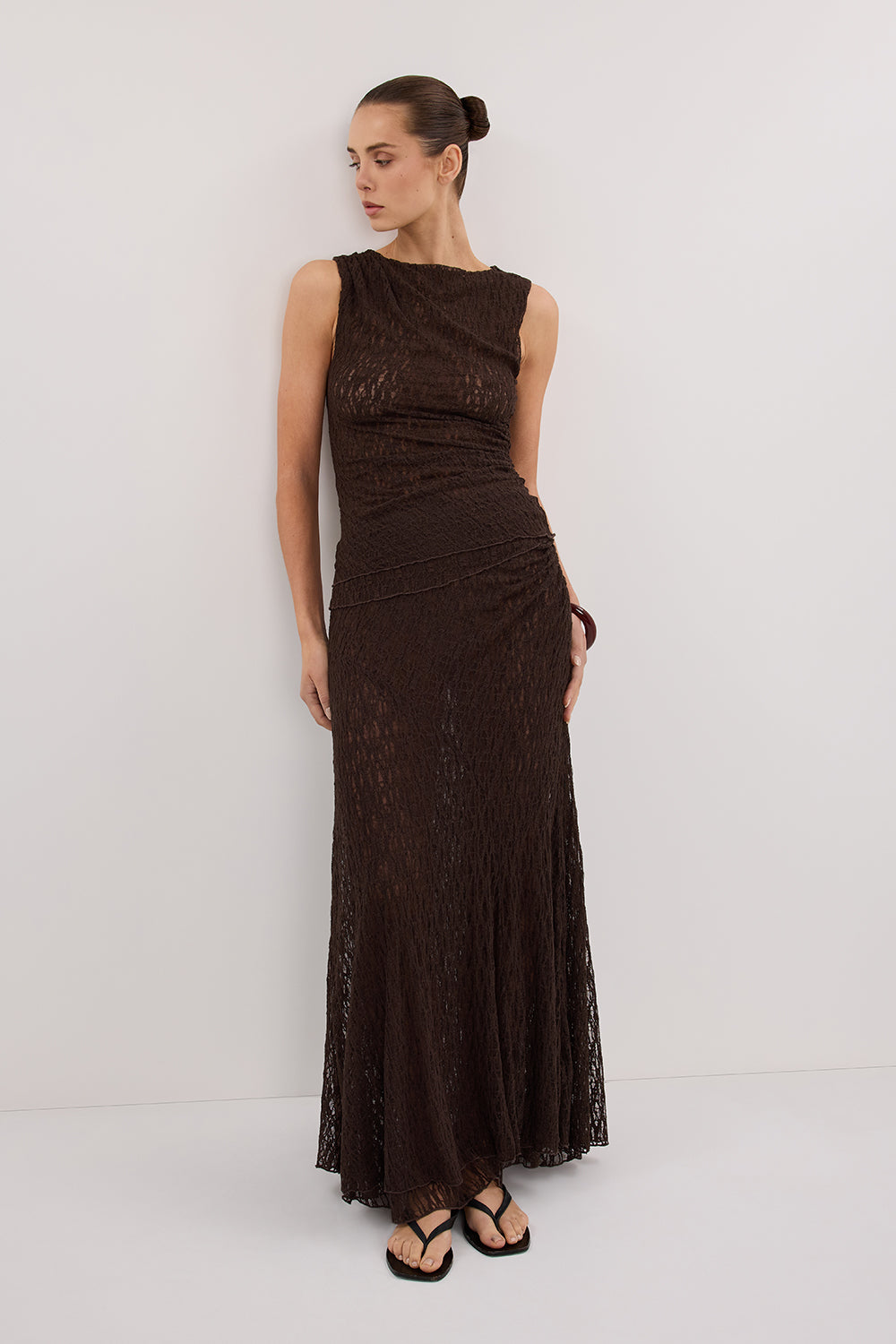 LIZZIE DARK CHOC LAYERED LACE MIDI SKIRT DISSH LIZZIE DARK CHOC LAYERED LACE MIDI SKIRT DISSH