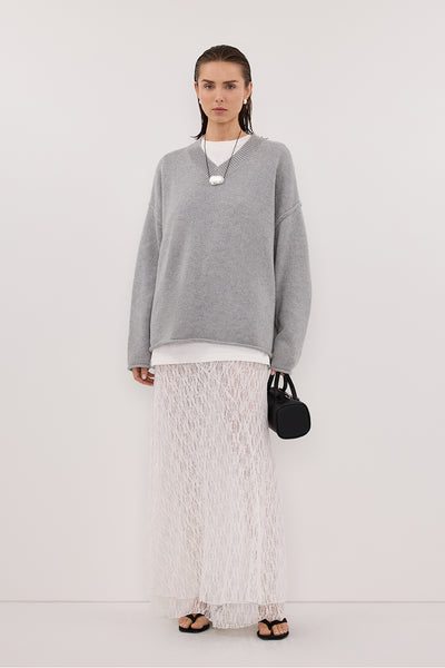 Stas wearing LIZZIE WHITE LAYERED LACE SKIRT