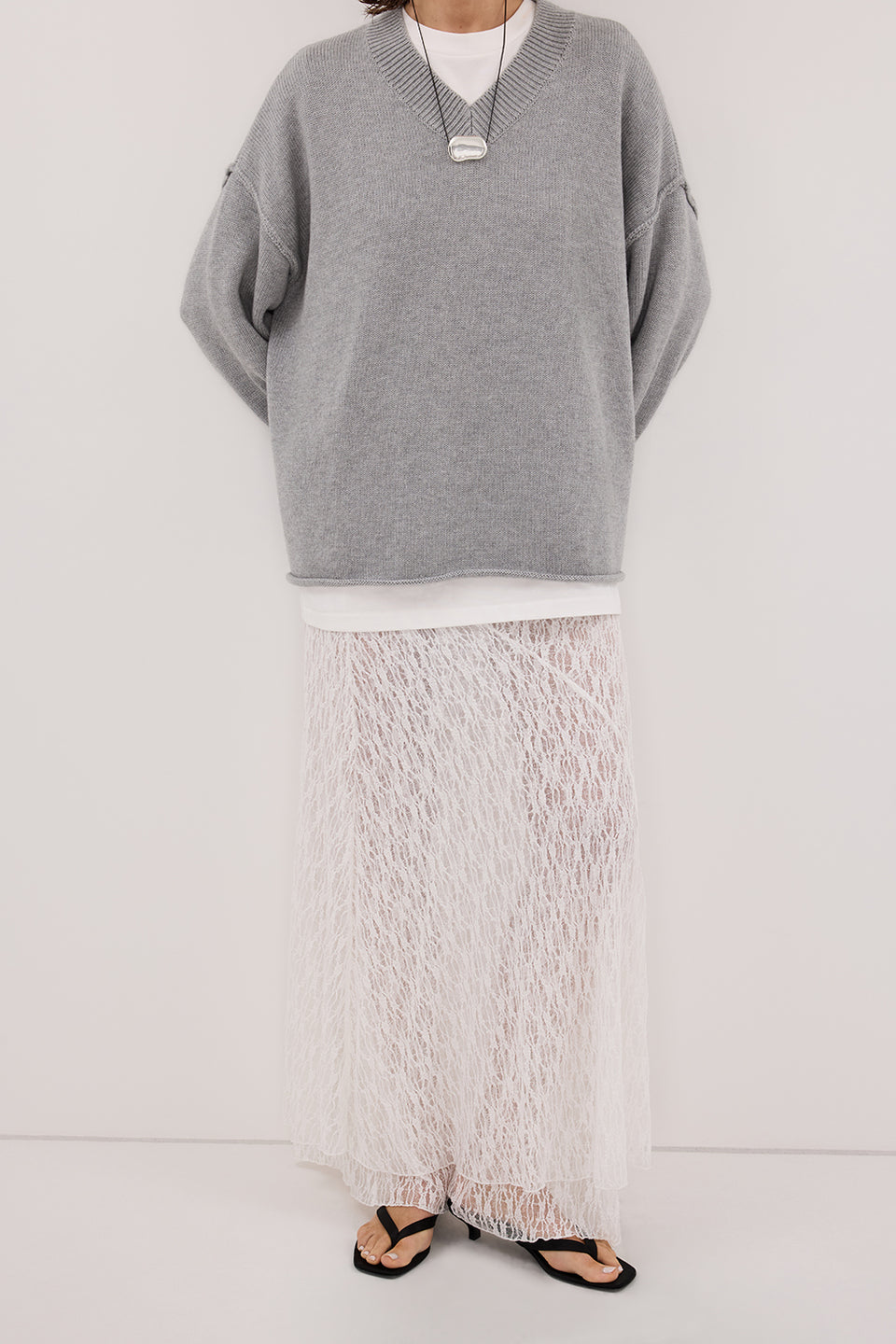 LIZZIE WHITE LAYERED LACE SKIRT