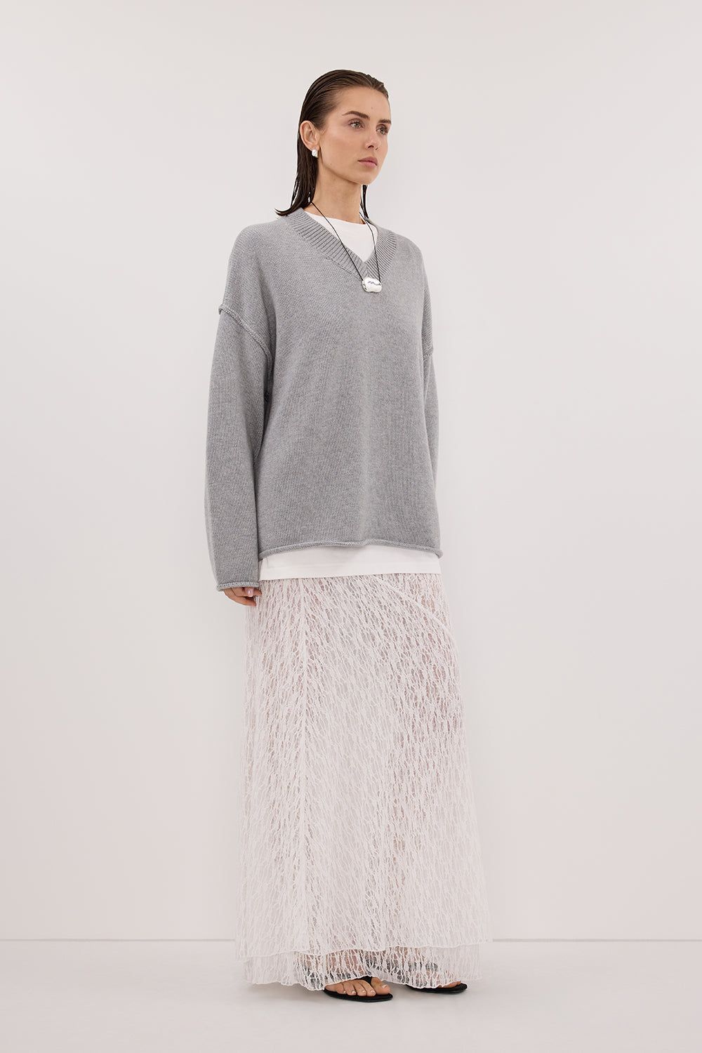 LIZZIE WHITE LAYERED LACE SKIRT